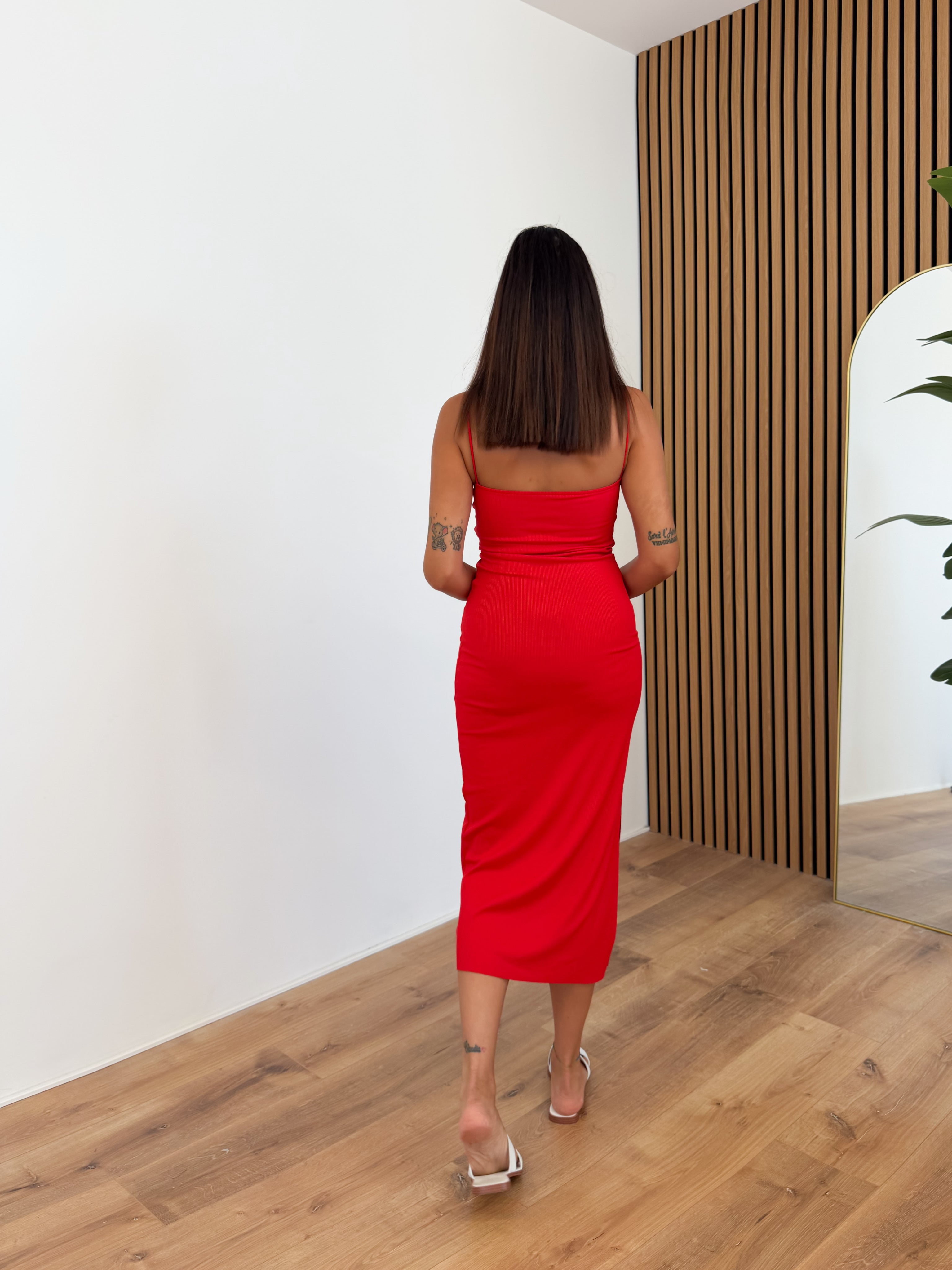 Abito Basic Costine - Rosso