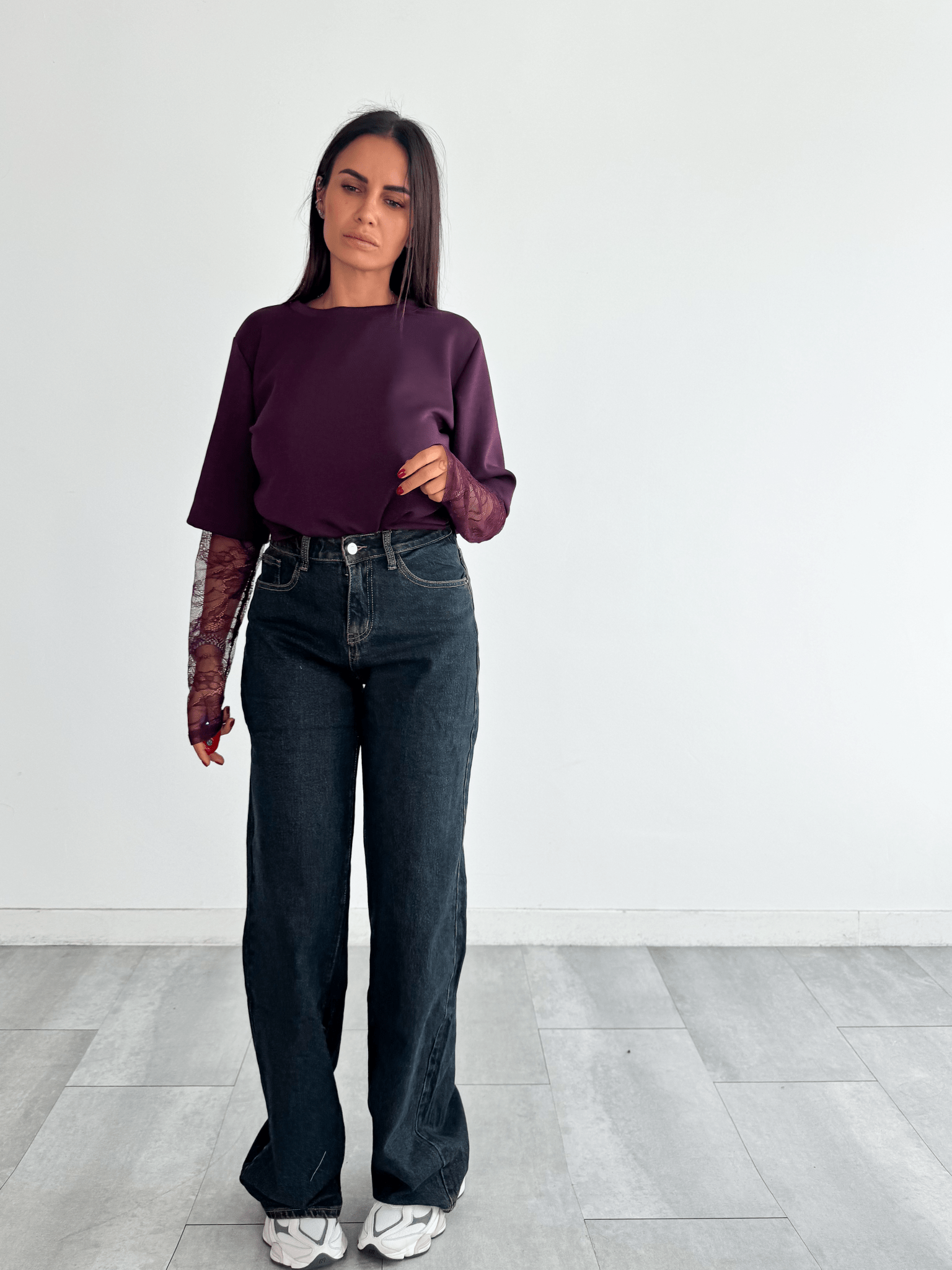 T-Shirt Manica Pizzo - Bordeaux - SAINTH