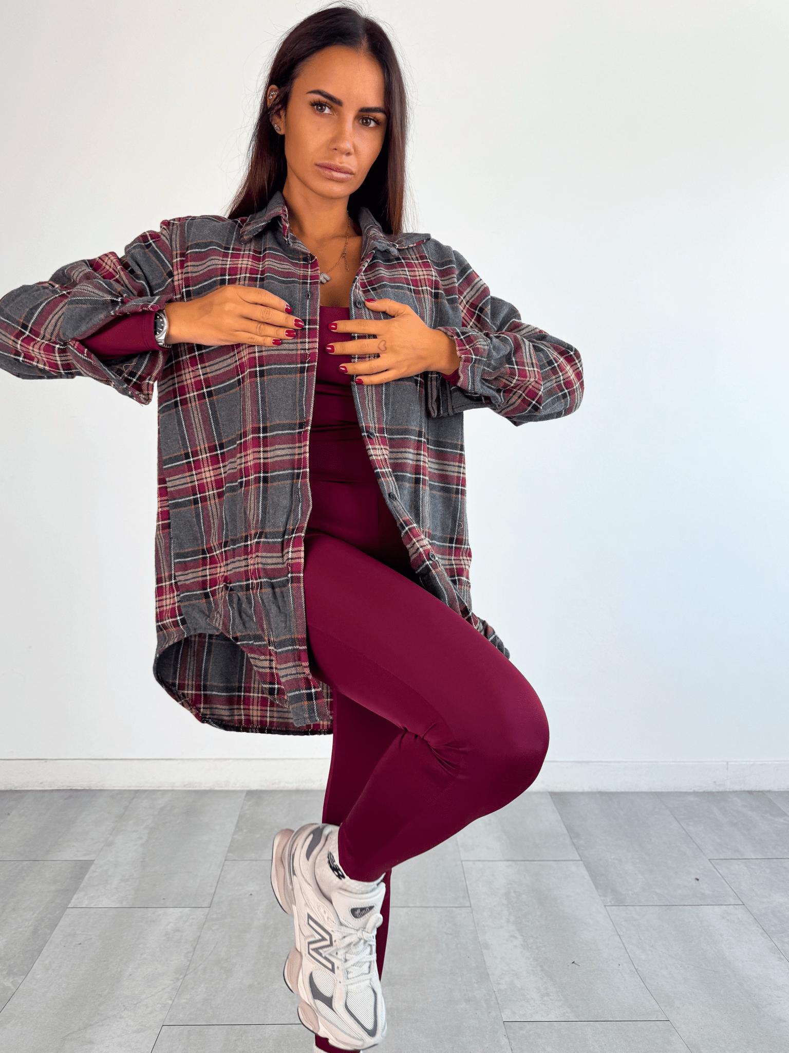 Camicia Wool - Grigio e Bordeaux - SAINTH