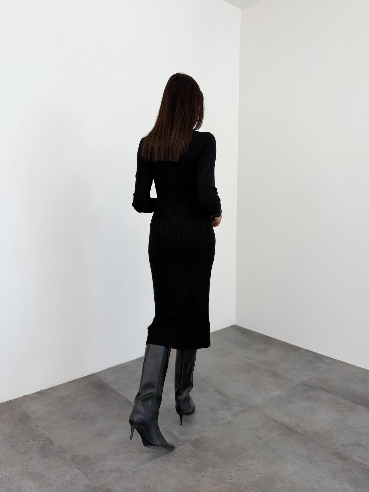 Abito Pull Bottoncini - Nero