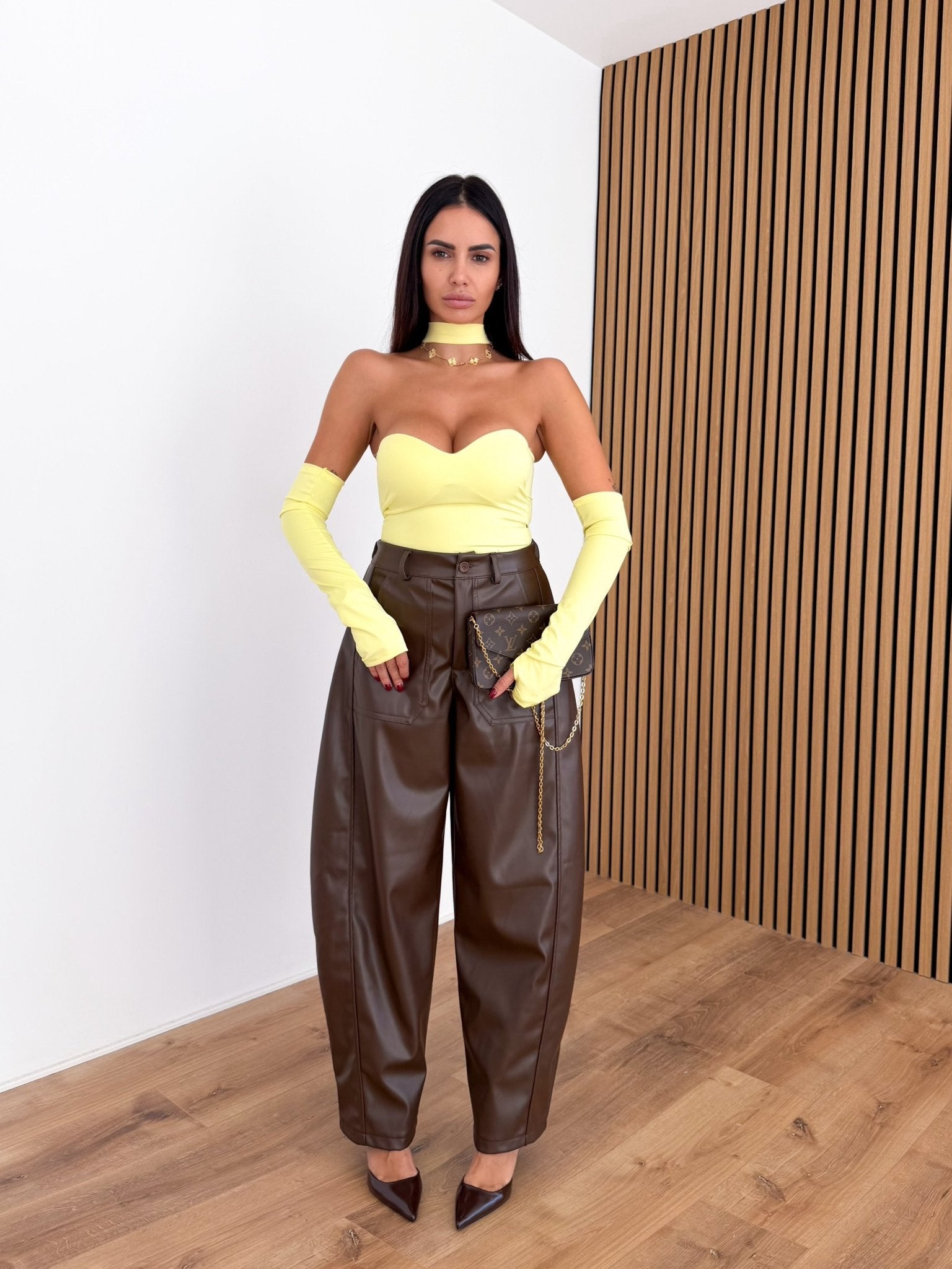 Pantalone Strong Ecopelle - Marrone - SAINTH