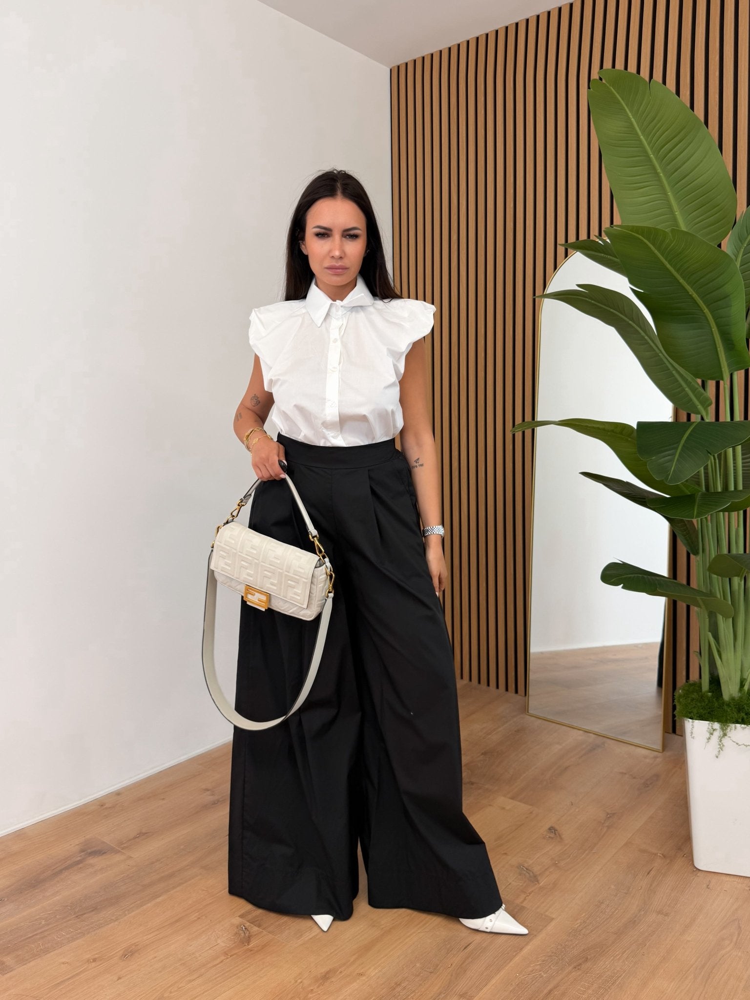 Pantalone Cream - Nero - SAINTH