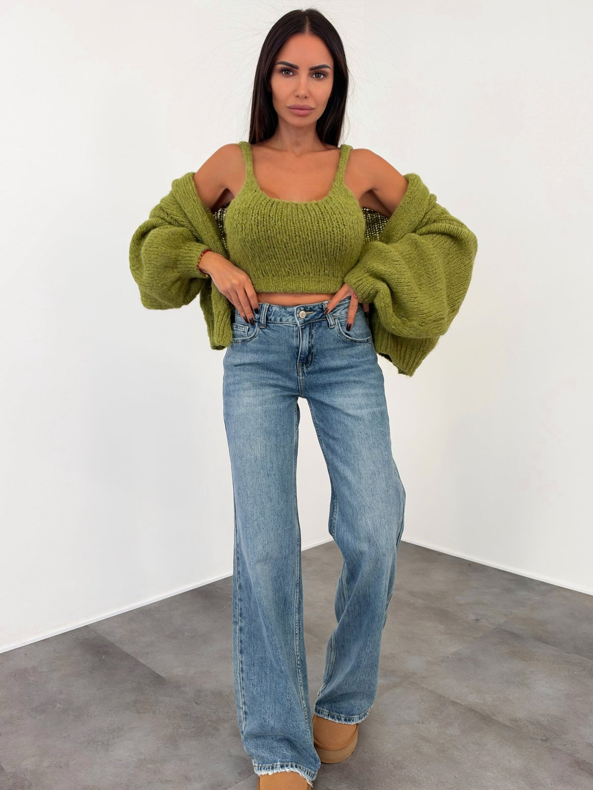 Set Top + Cardigan - Verde - SAINTH