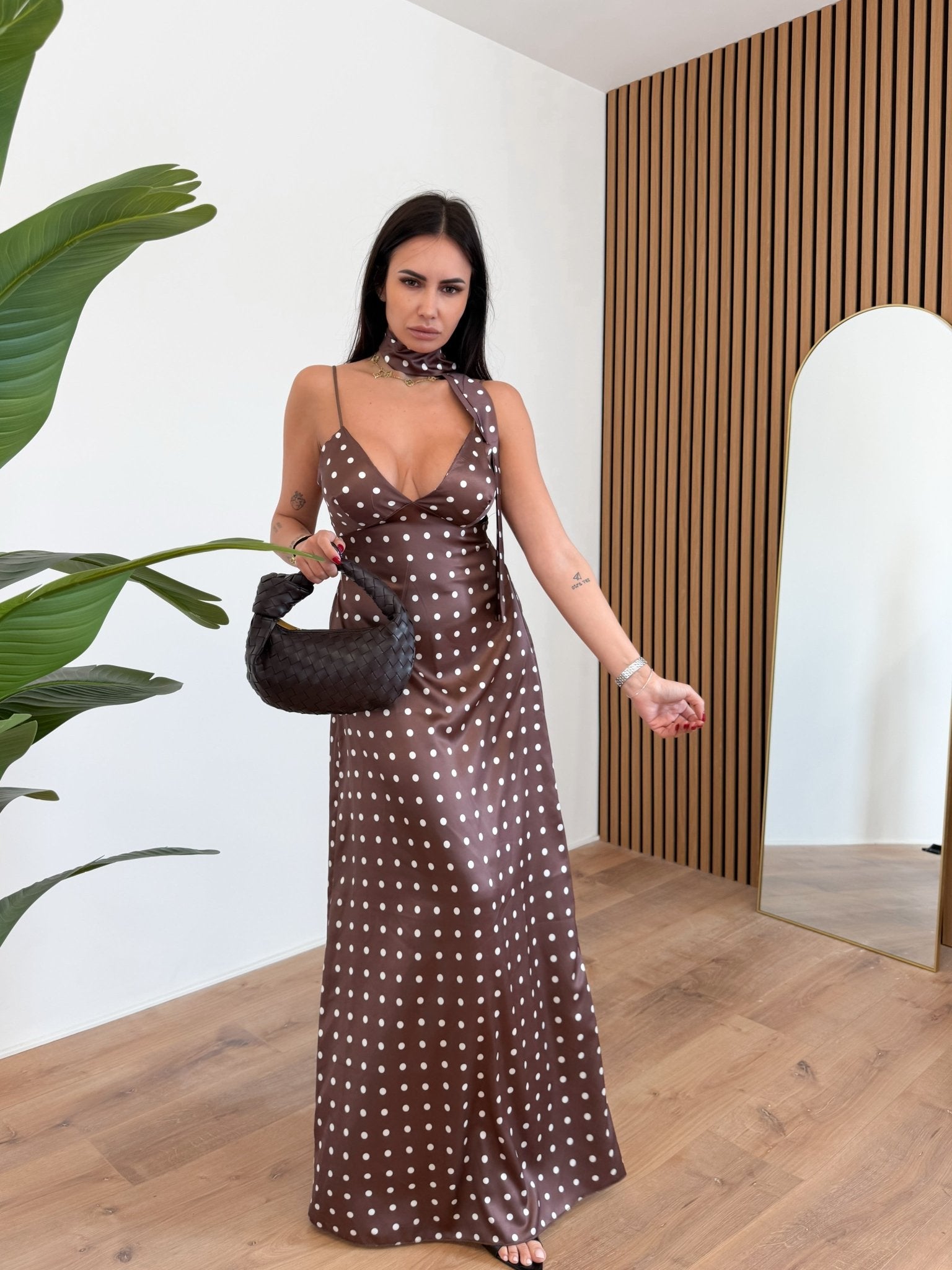 Abito Dalia - Pois Marrone - SAINTH