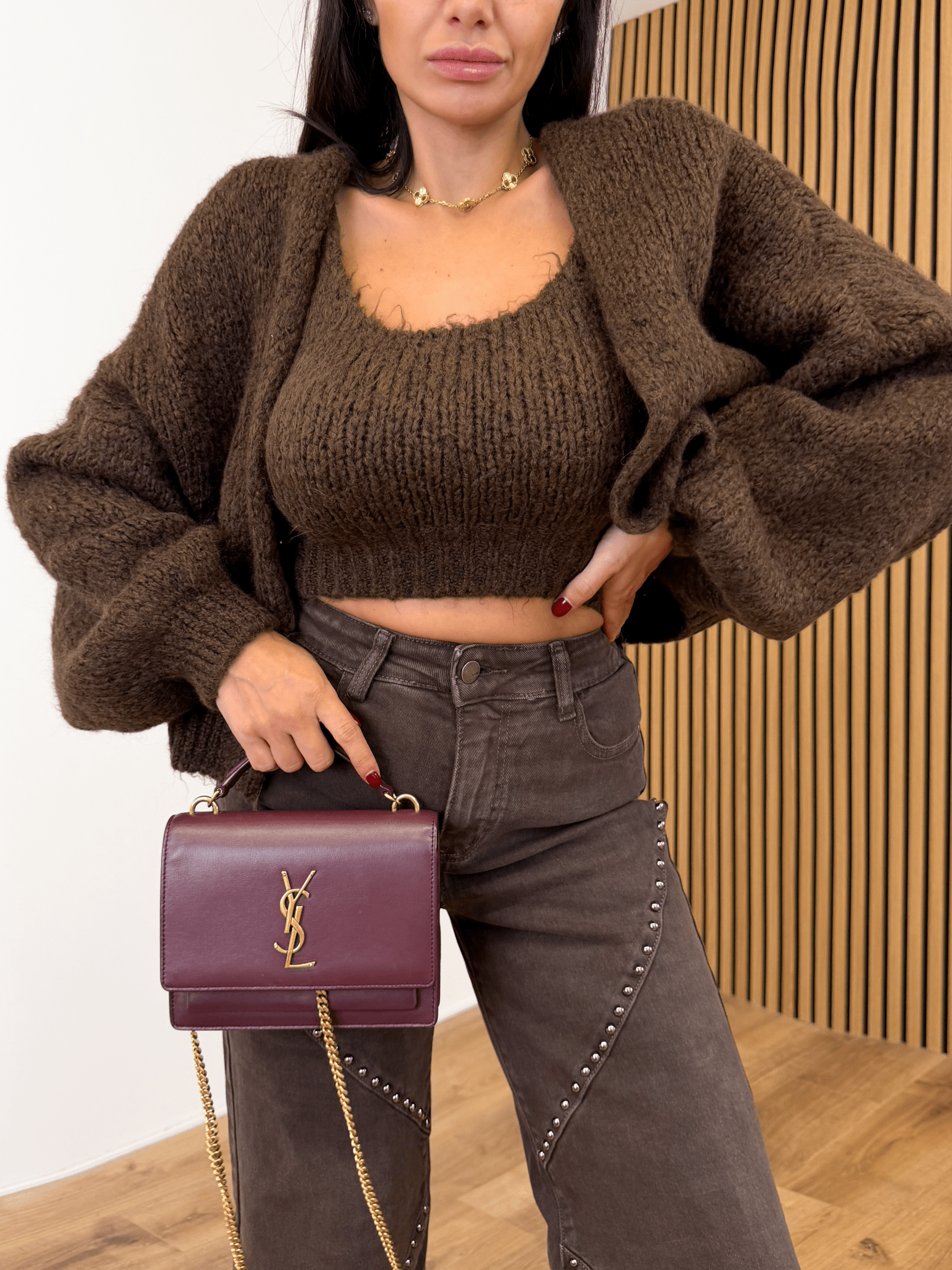 Jeans Borchie - Marrone - SAINTH