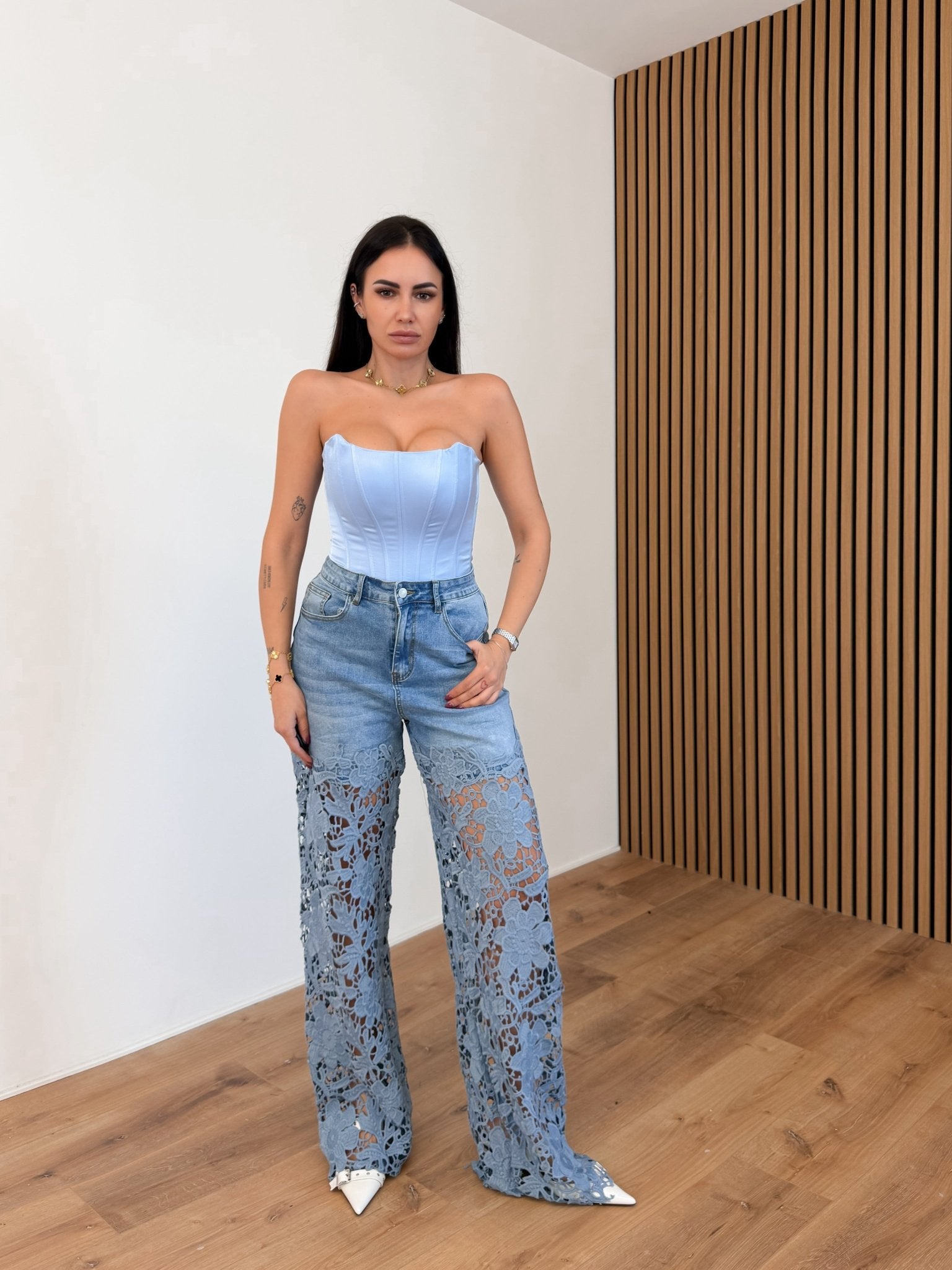 Jeans Mix Pizzo - Denim - SAINTH