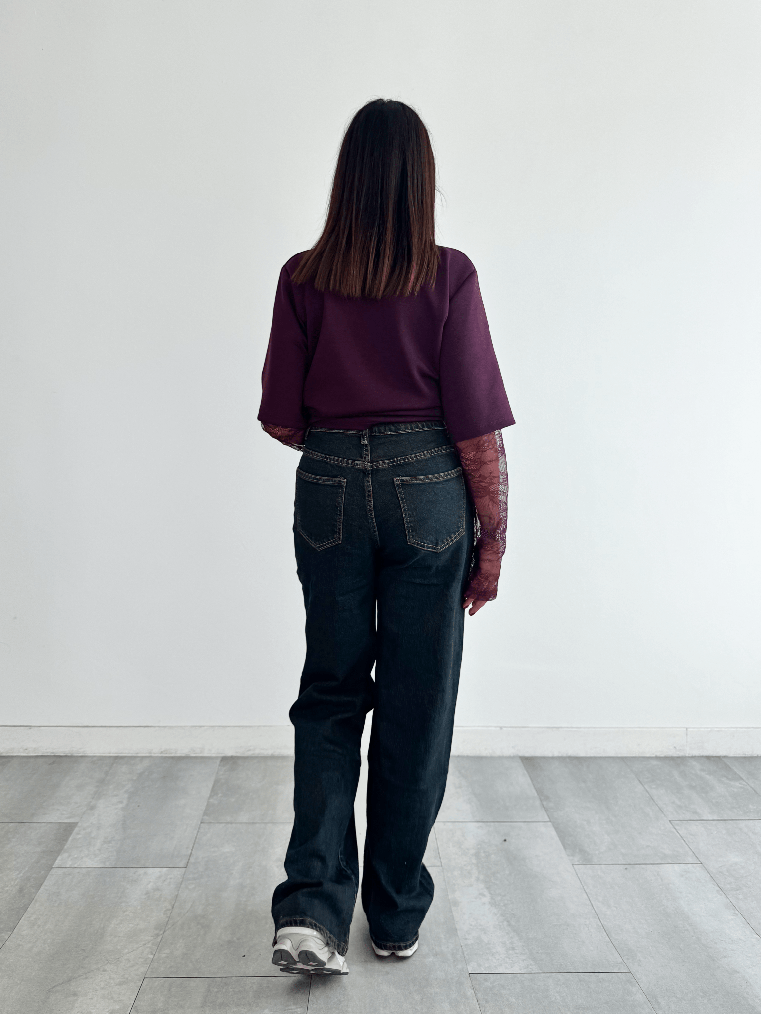 T-Shirt Manica Pizzo - Bordeaux - SAINTH