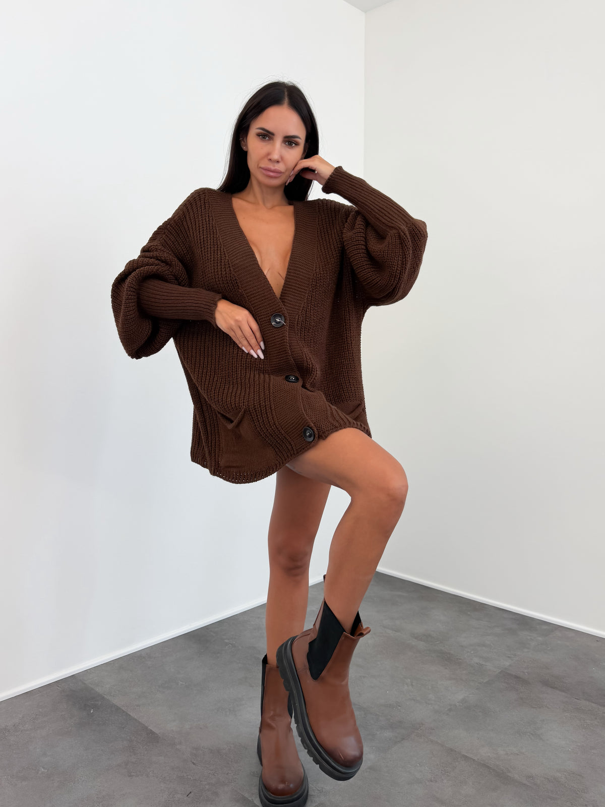 Maxi Cardigan - Marrone