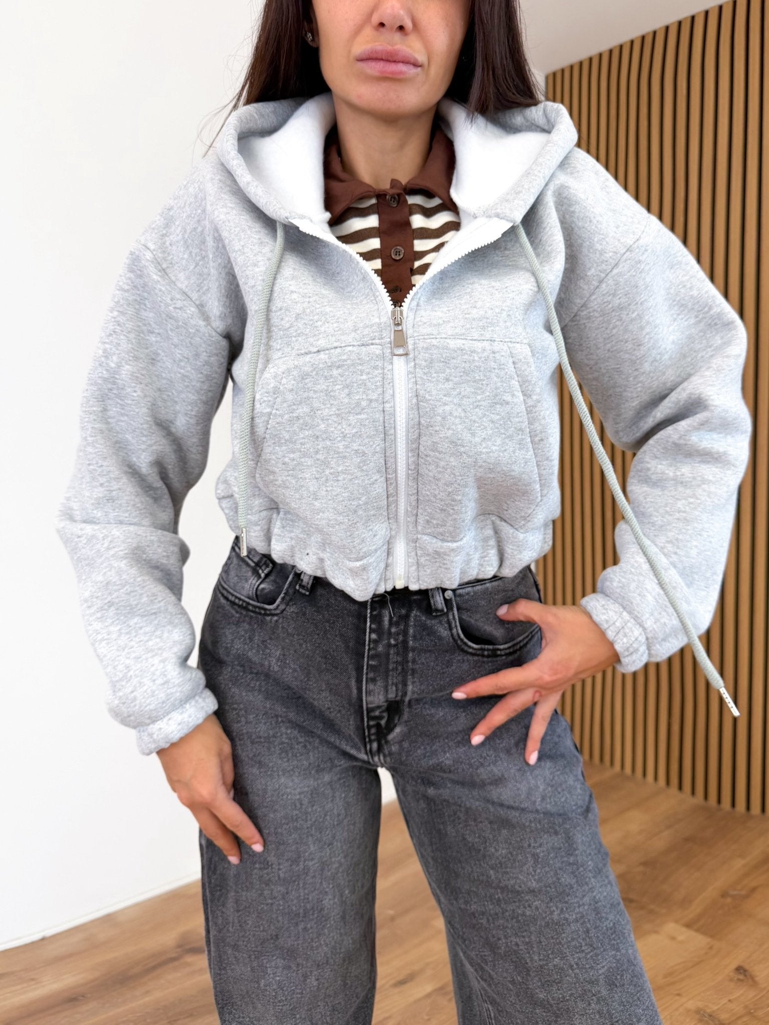 Felpa Crop - Grigia - SAINTH