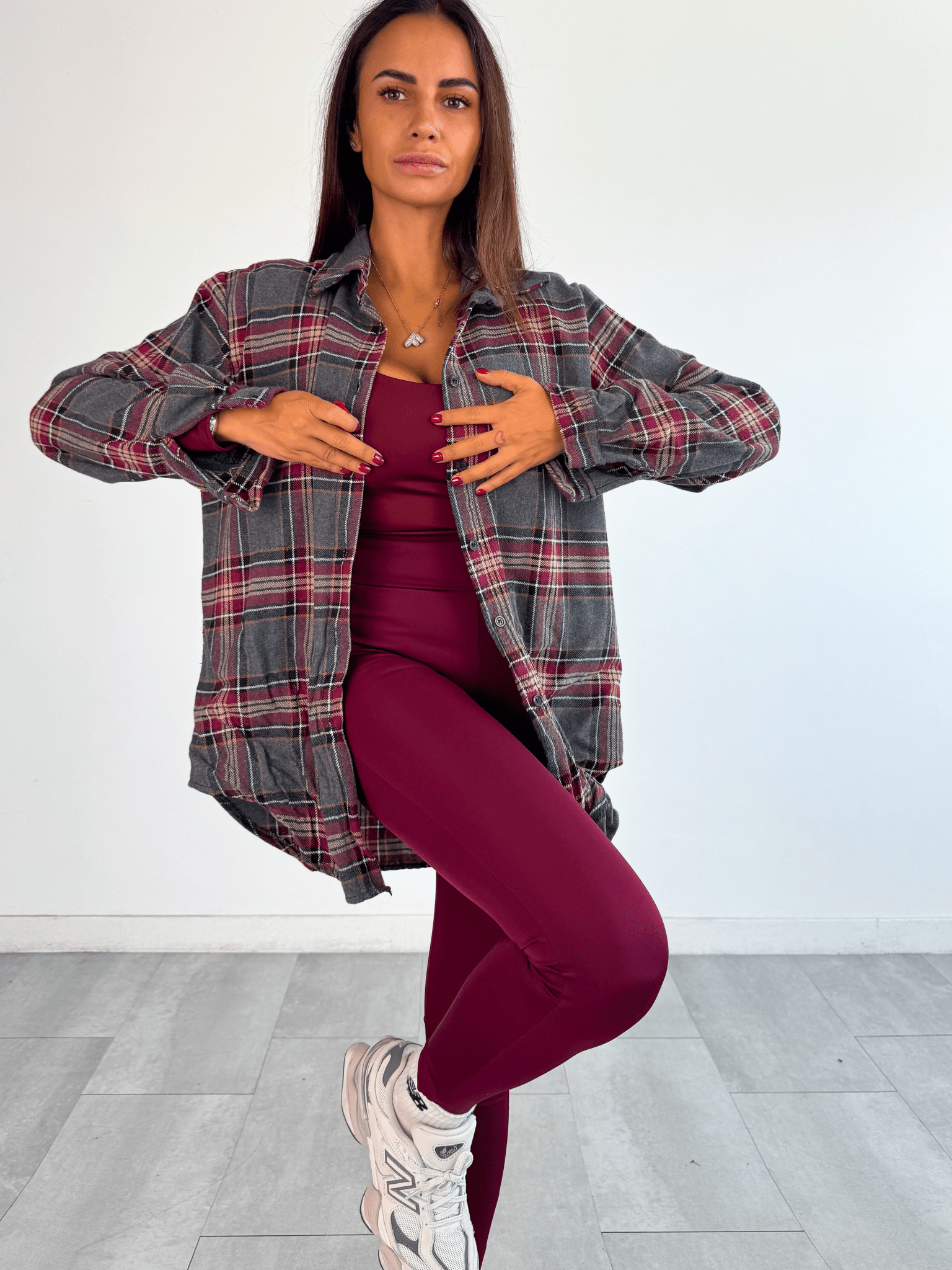 Camicia Wool - Grigio e Bordeaux - SAINTH