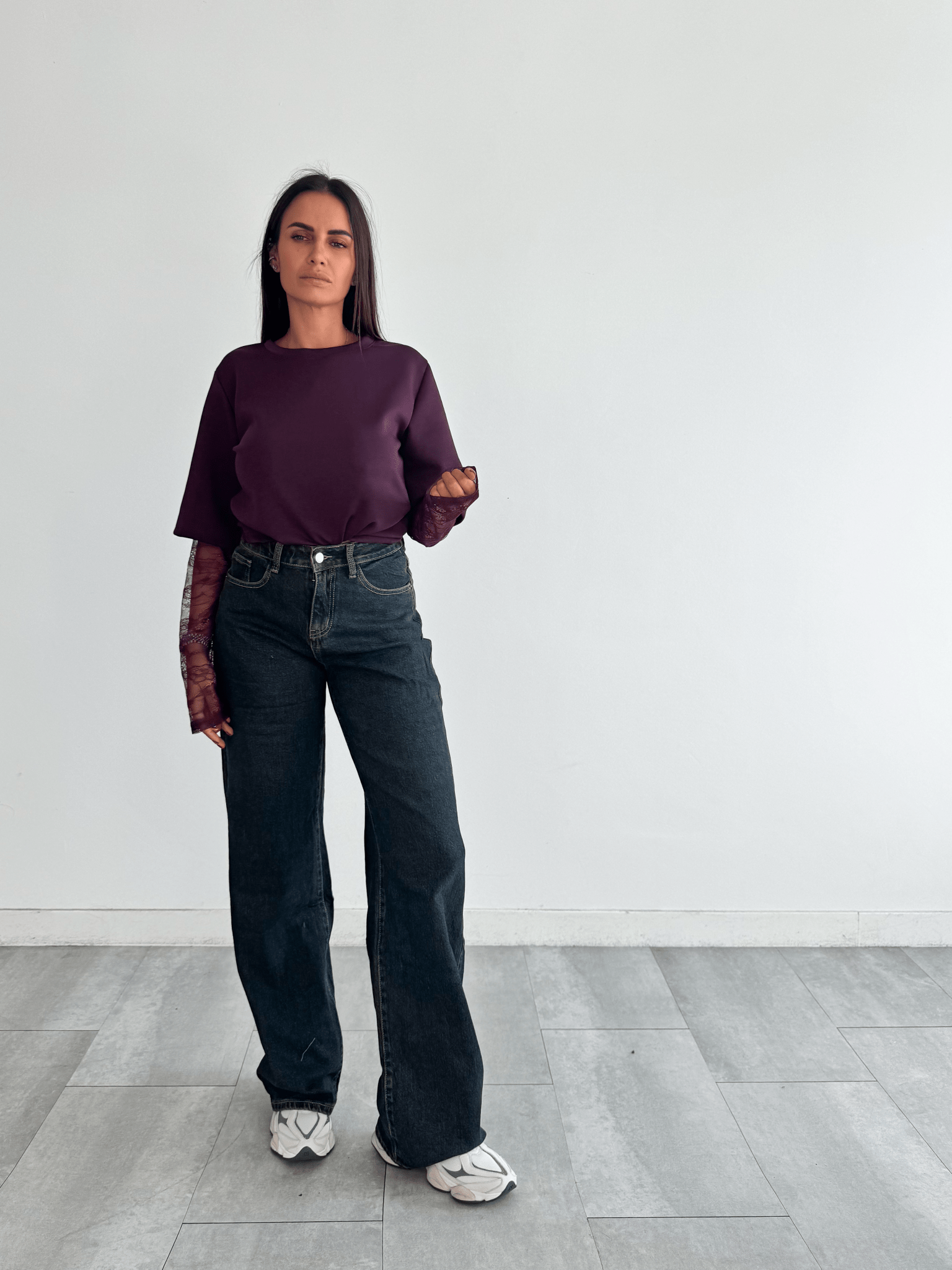 T-Shirt Manica Pizzo - Bordeaux - SAINTH