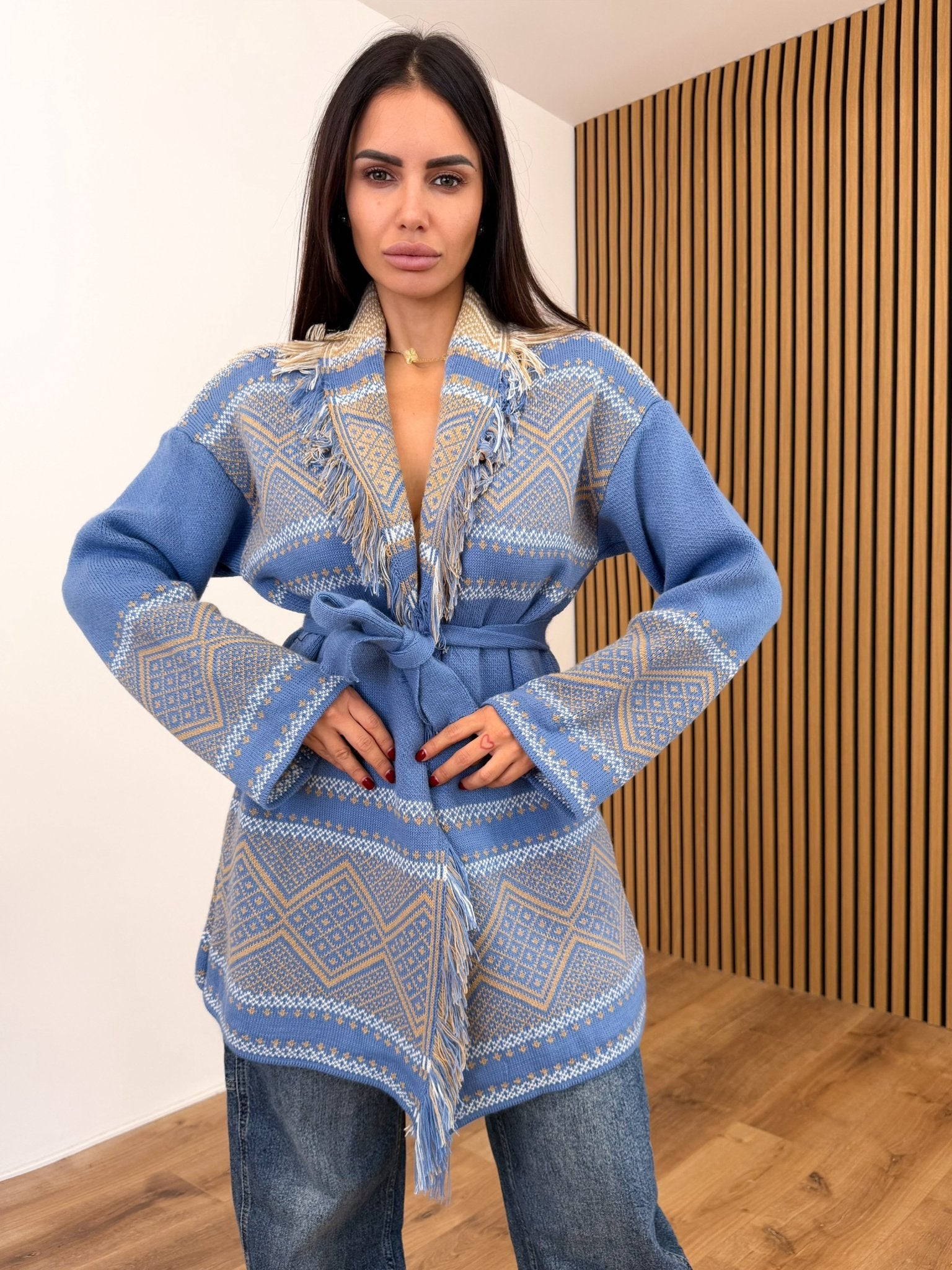 Cardigan Micropunto - Indaco - SAINTH