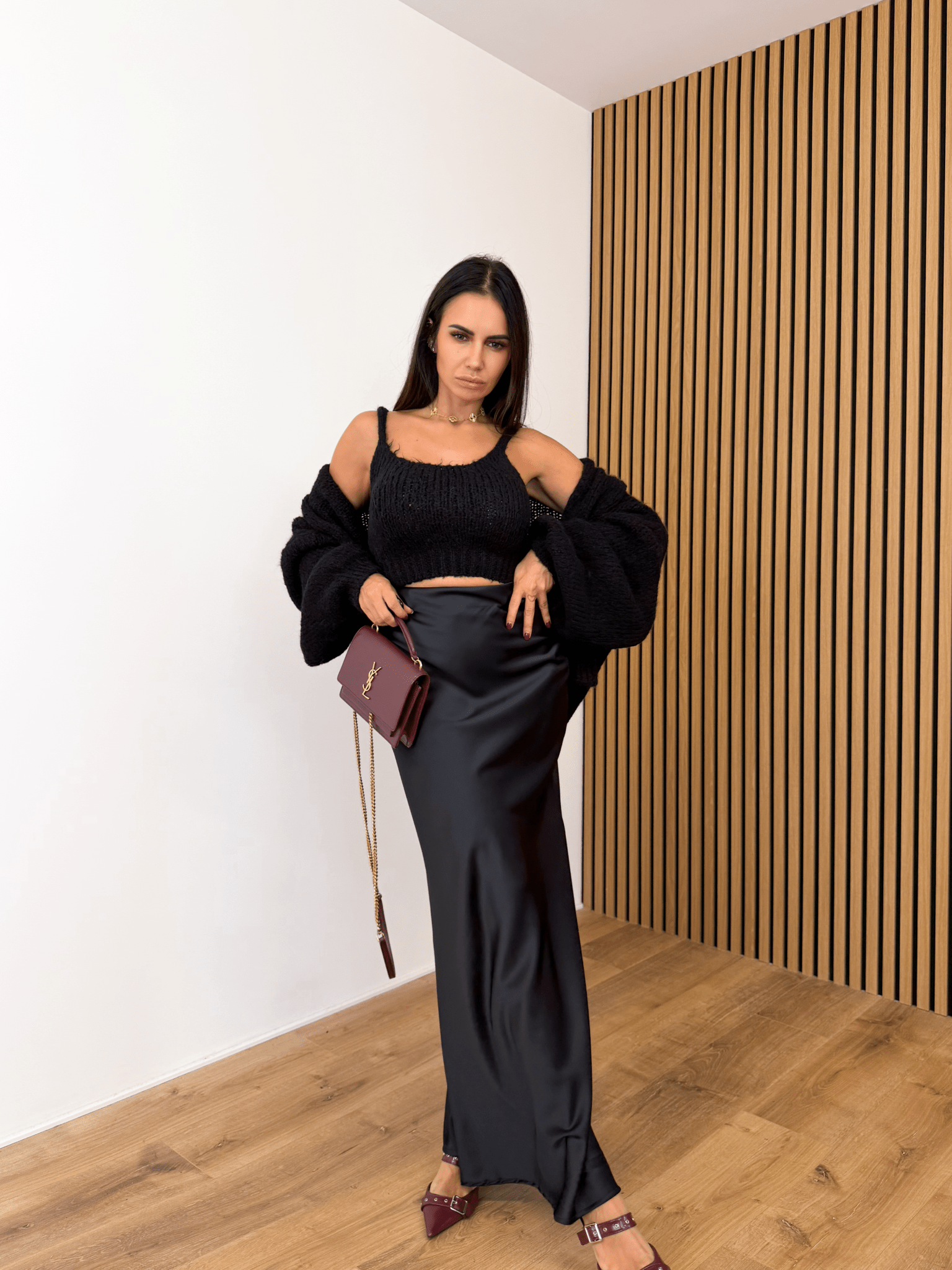 Set Top + Cardigan - Nero - SAINTH