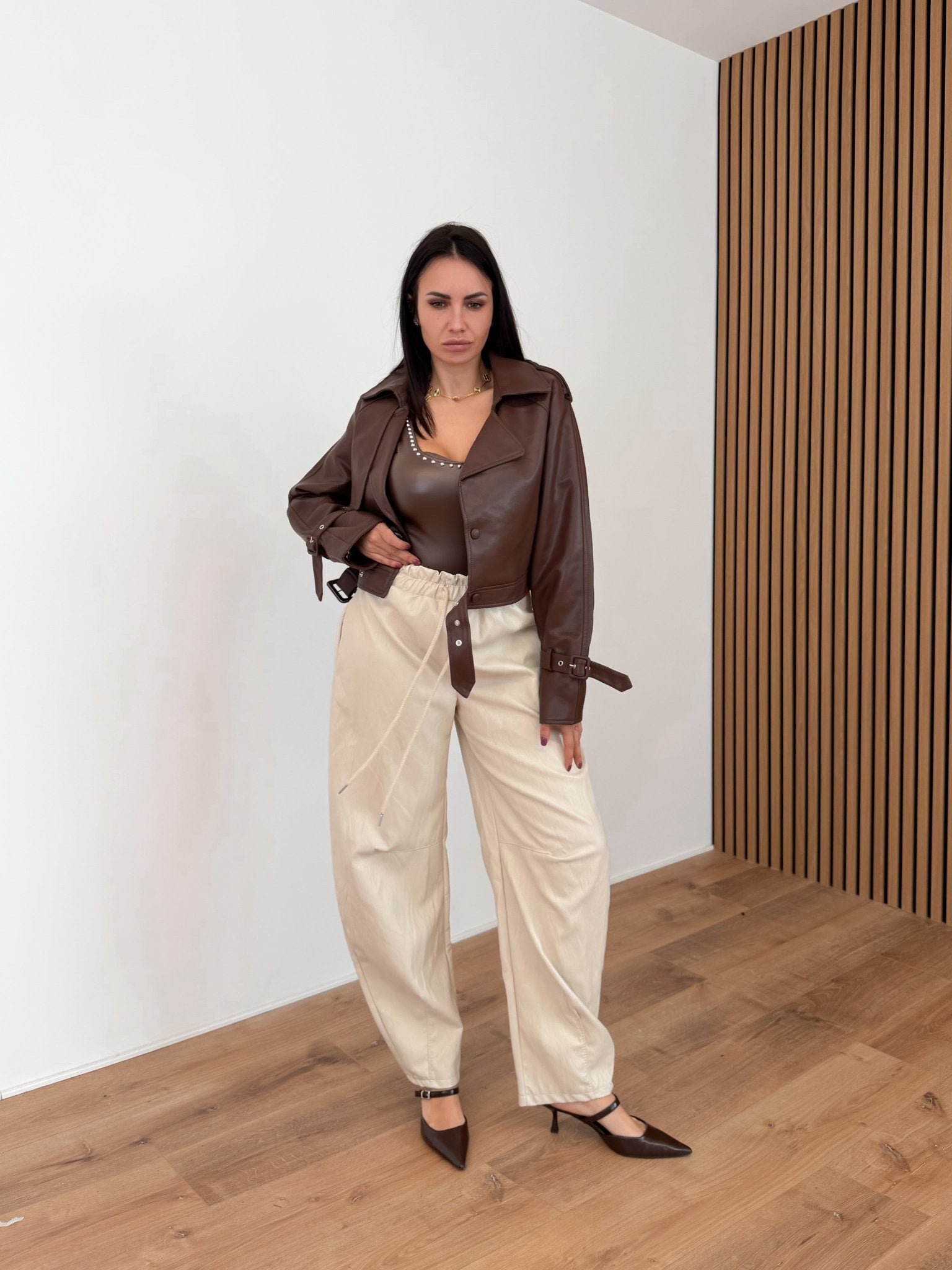 Biker Crop Ecop - Marrone - SAINTH