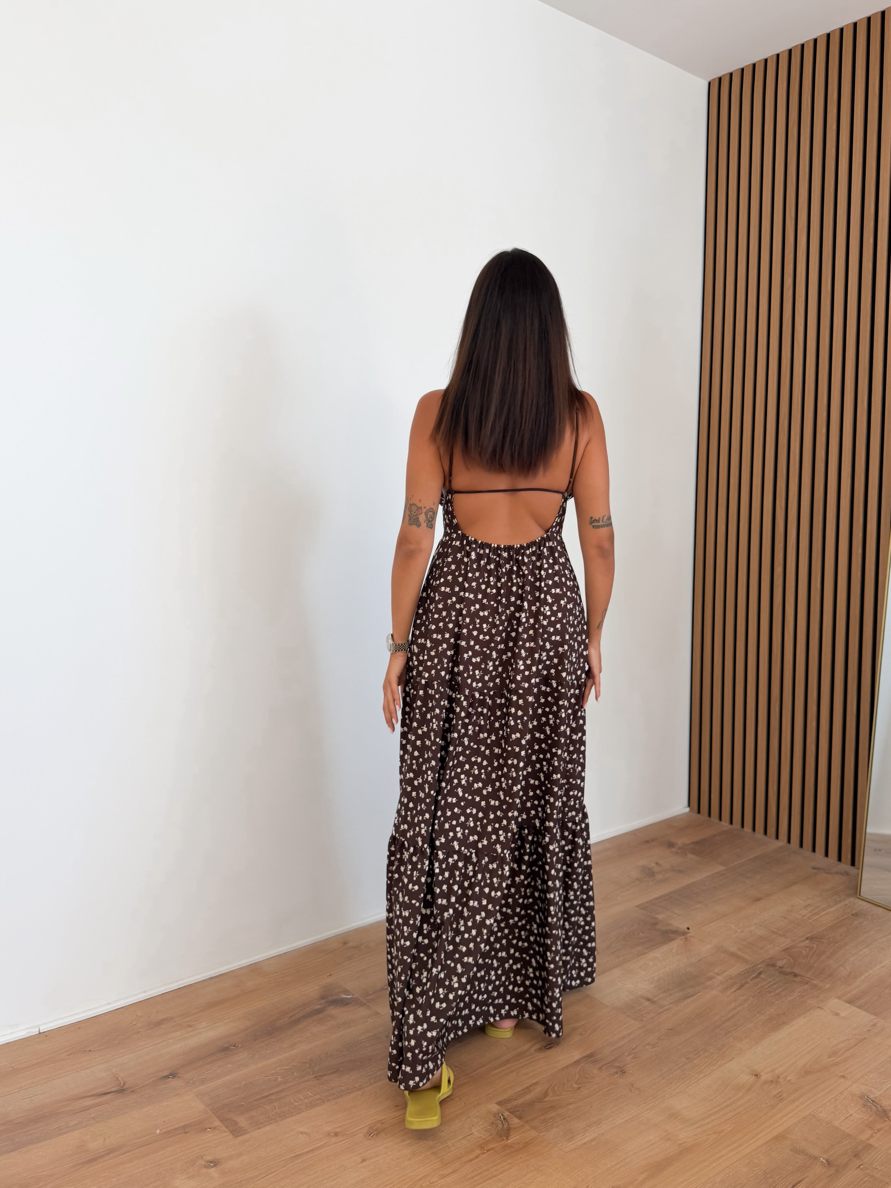 Abito Floreale - Marrone