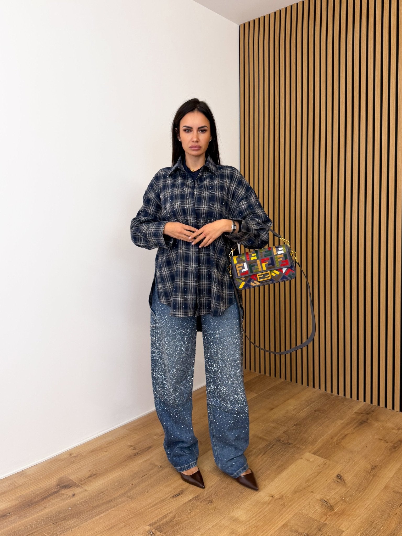 Jeans Baggy Diamonds - Denim Scuro - SAINTH