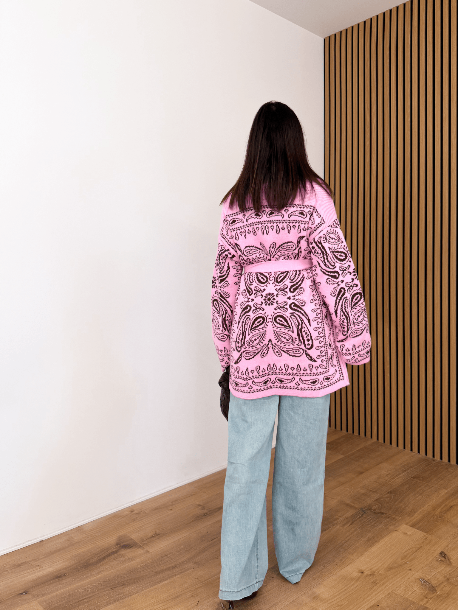 Cardigan Azteco - Baby Pink e Marrone - SAINTH