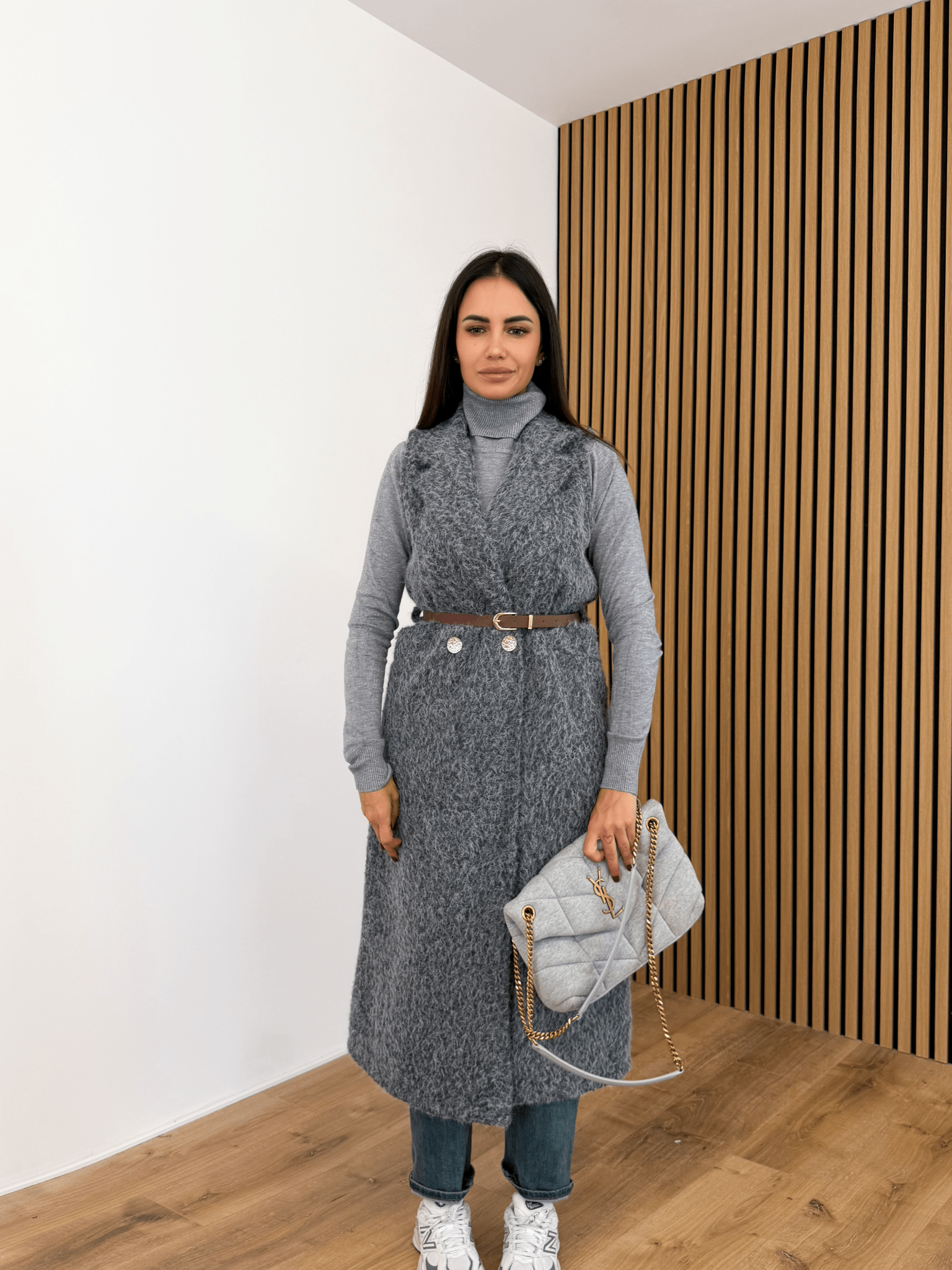 Gilet Long + Cintura - Grigio - SAINTH