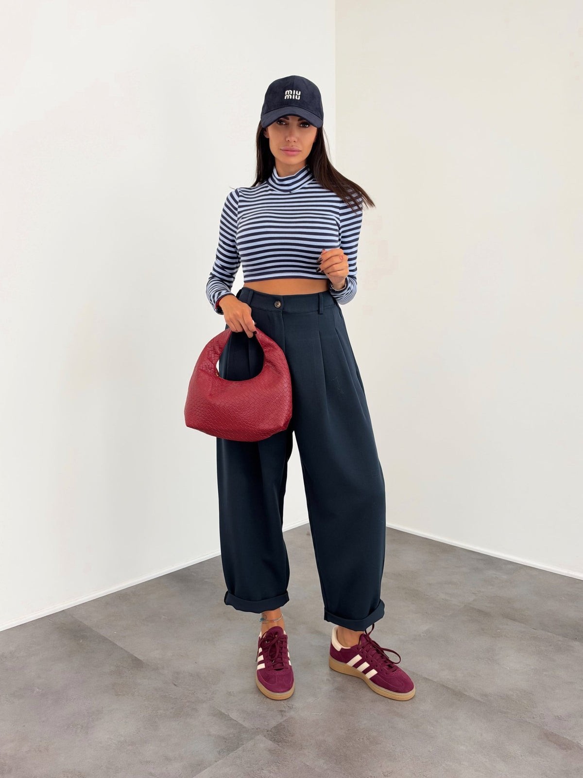 Maglia Crop Linee - Blu Celeste - SAINTH