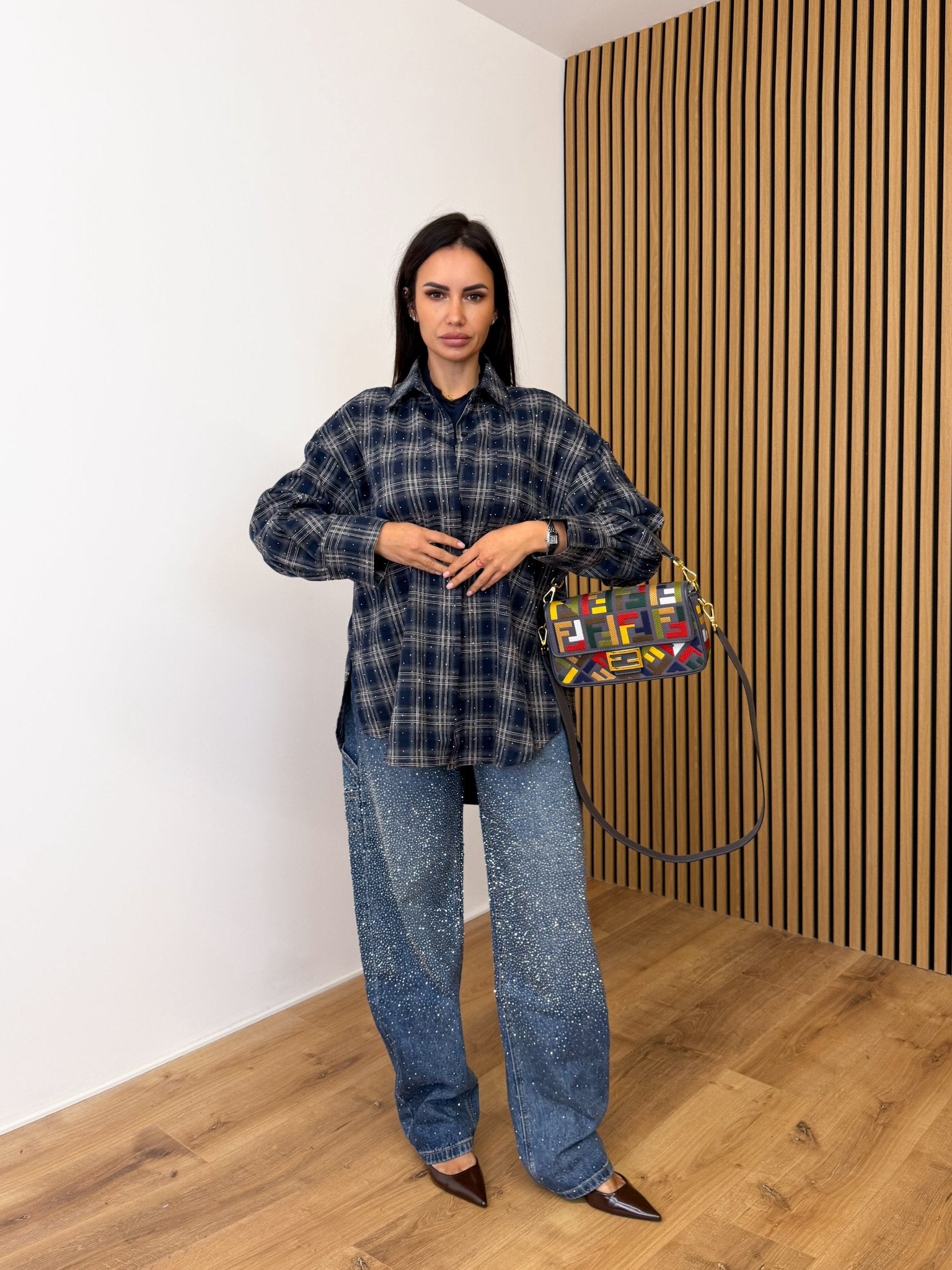 Jeans Baggy Diamonds - Denim Scuro - SAINTH