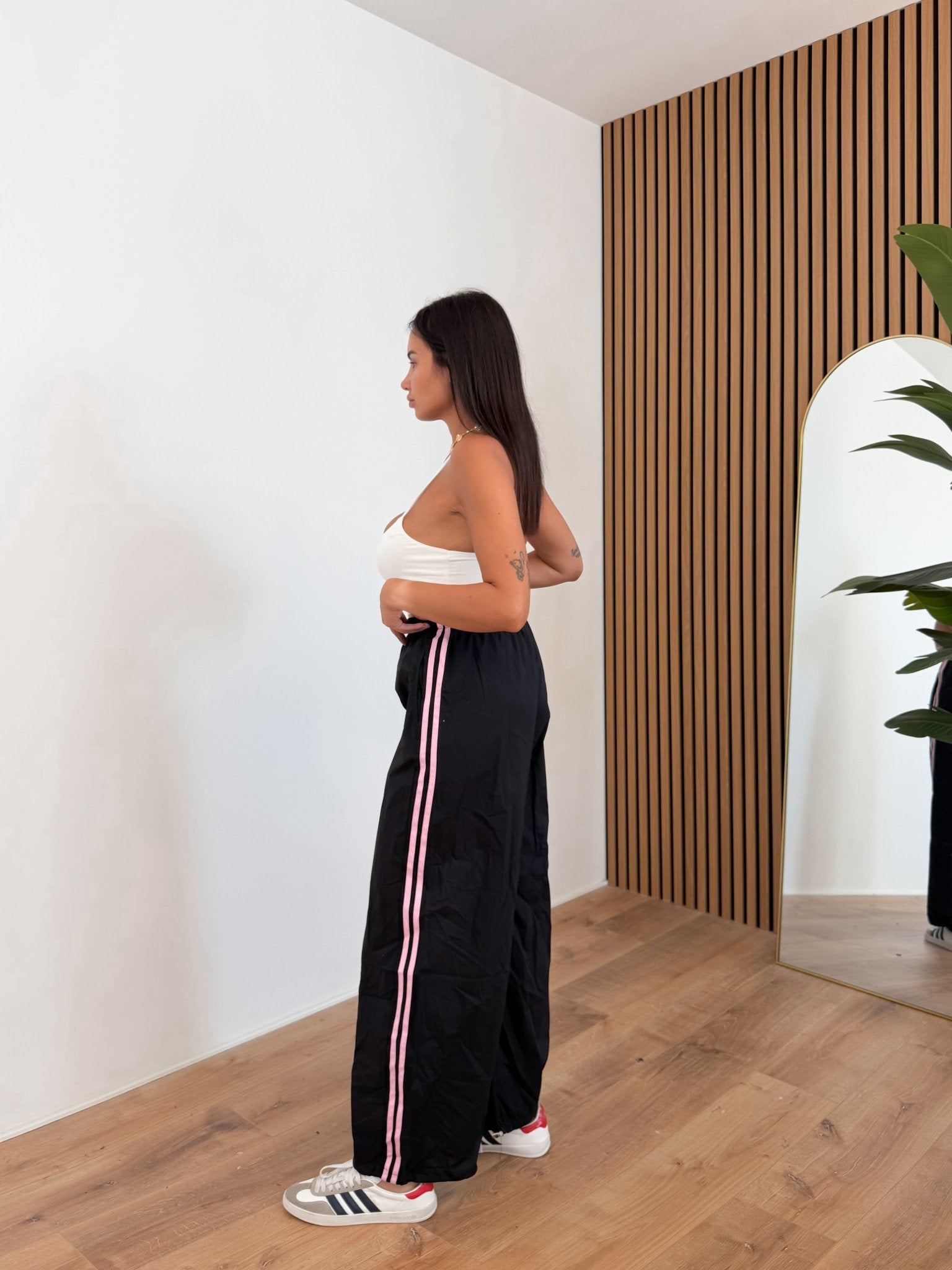 Pantalone Parachute - Nero Rosa - SAINTH