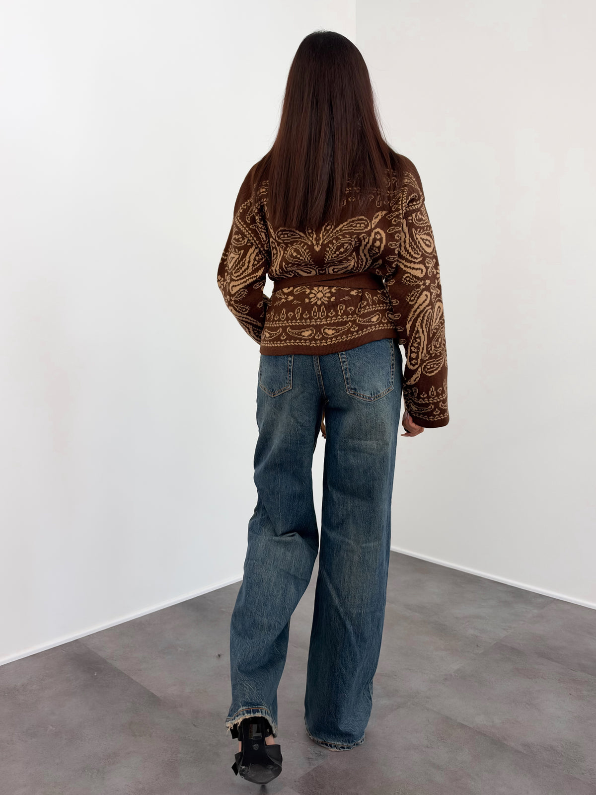 Cardigan Crop Azteco - Marrone Biscotto