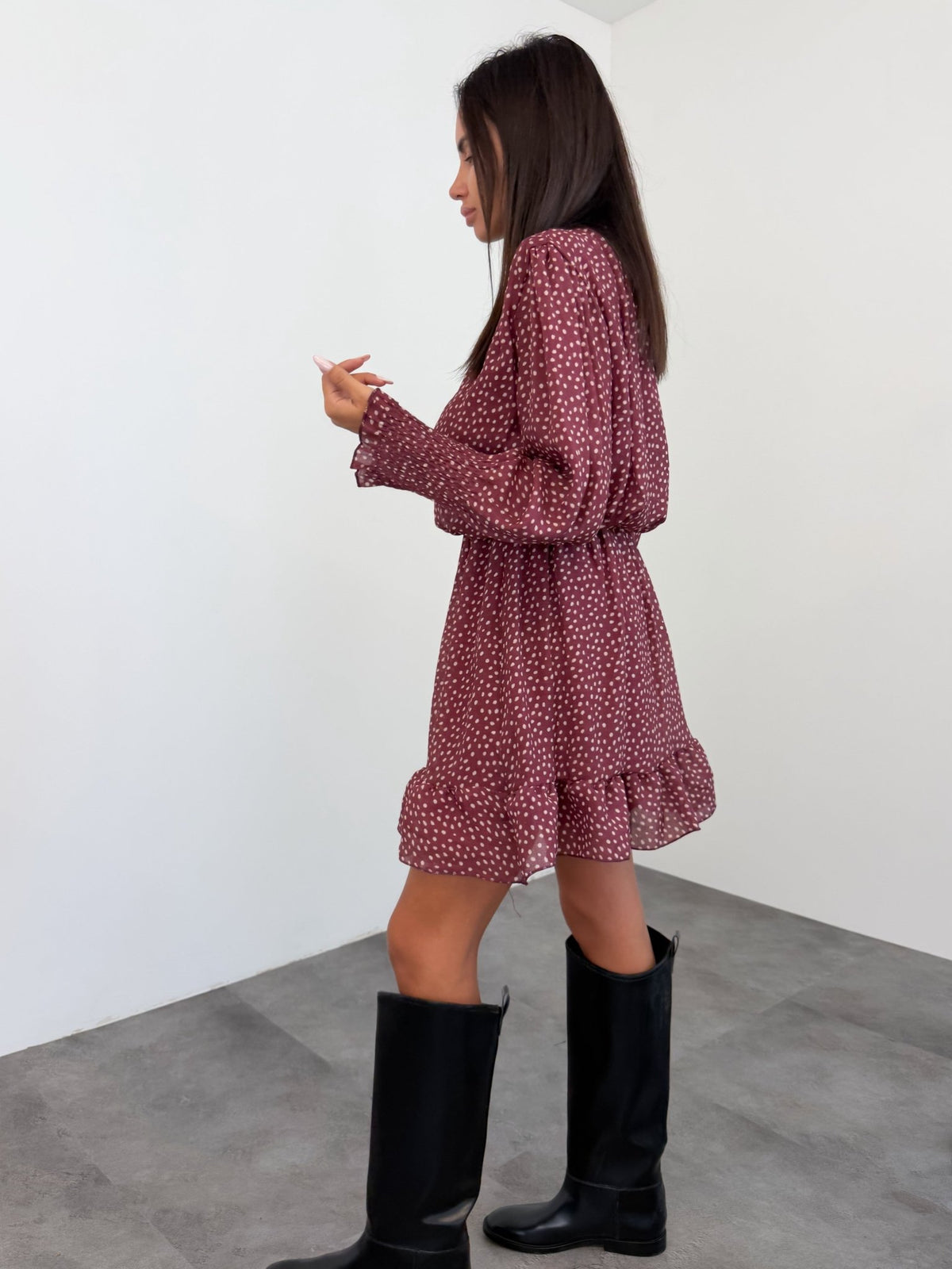 Abito Micro Pois - Bordeaux - SAINTH
