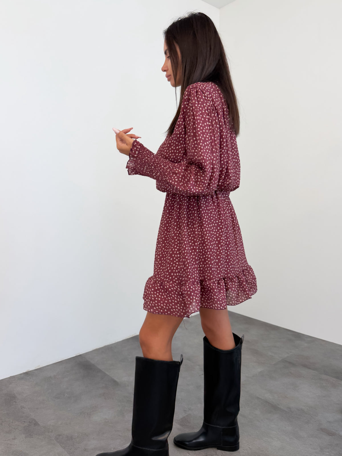Abito Micro Pois - Bordeaux
