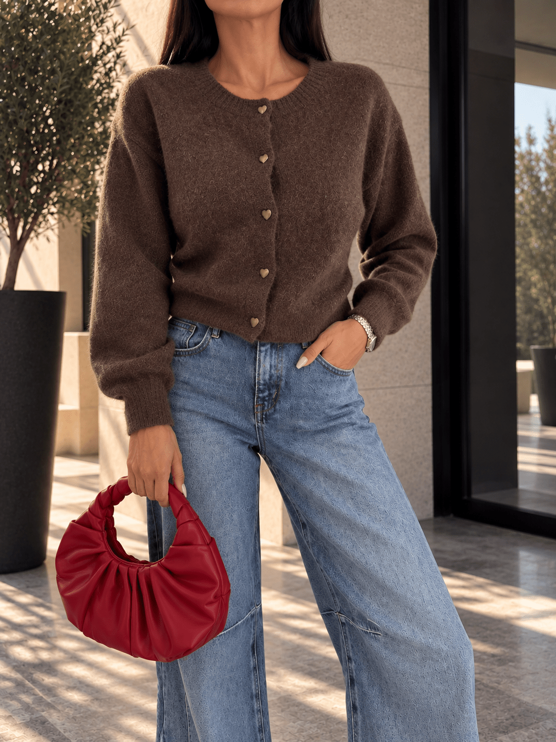 Cardigan Heart - Marrone - SAINTH