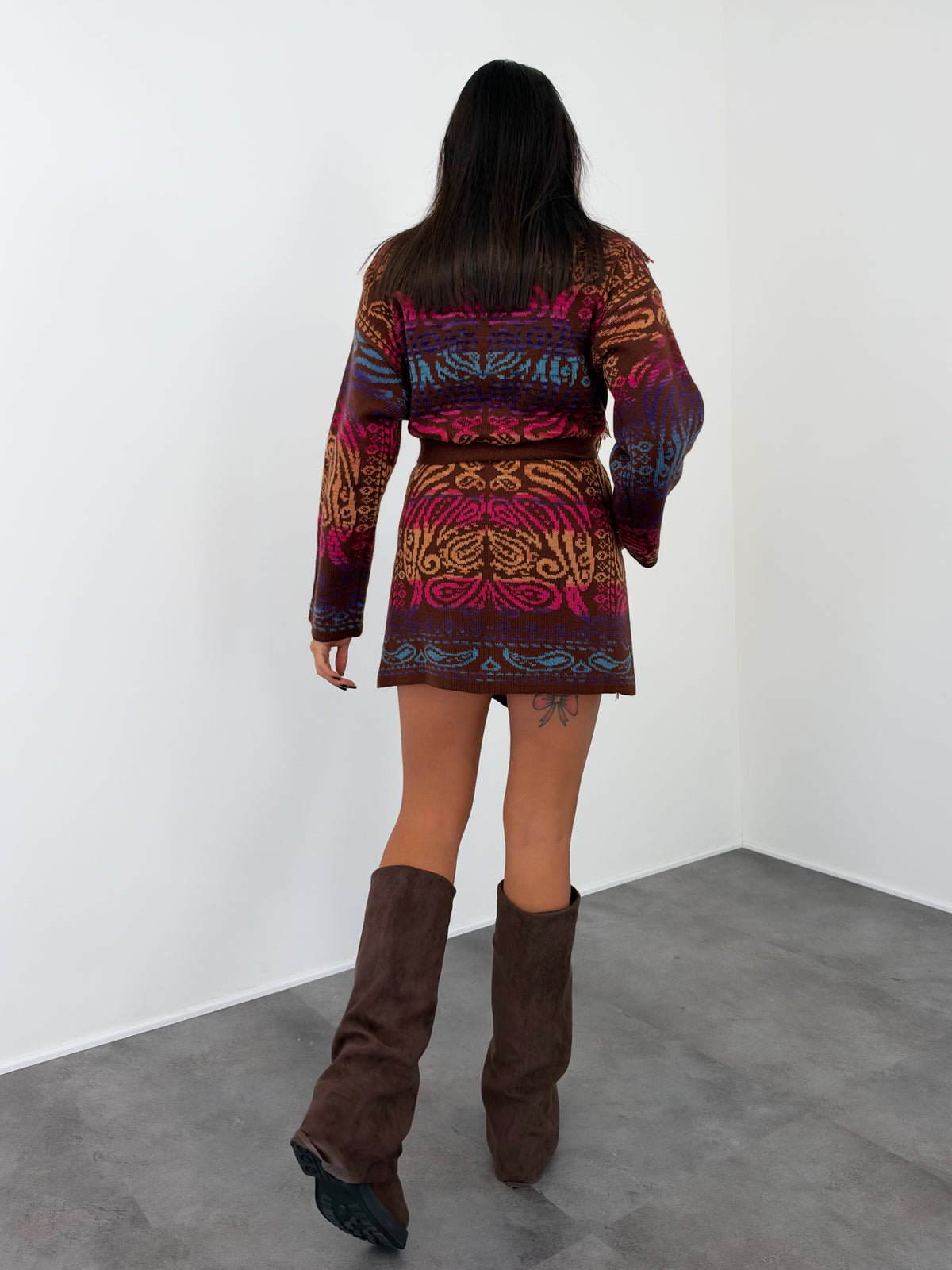 Cardigan Rainbow - Marrone Magenta Petrolio