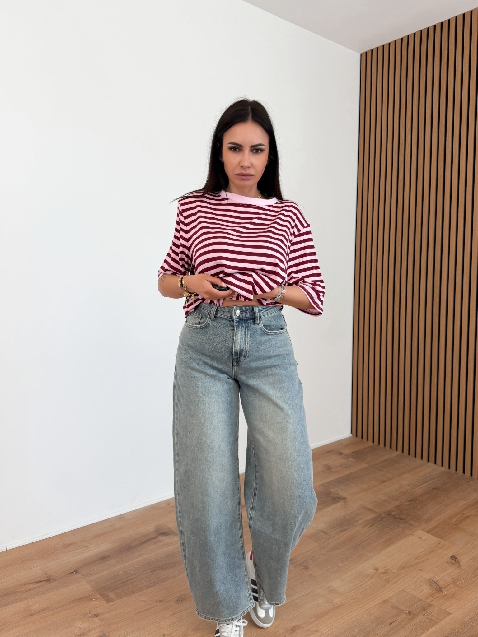 Maxi Maglia Linee - Bordeaux e Rosa - SAINTH