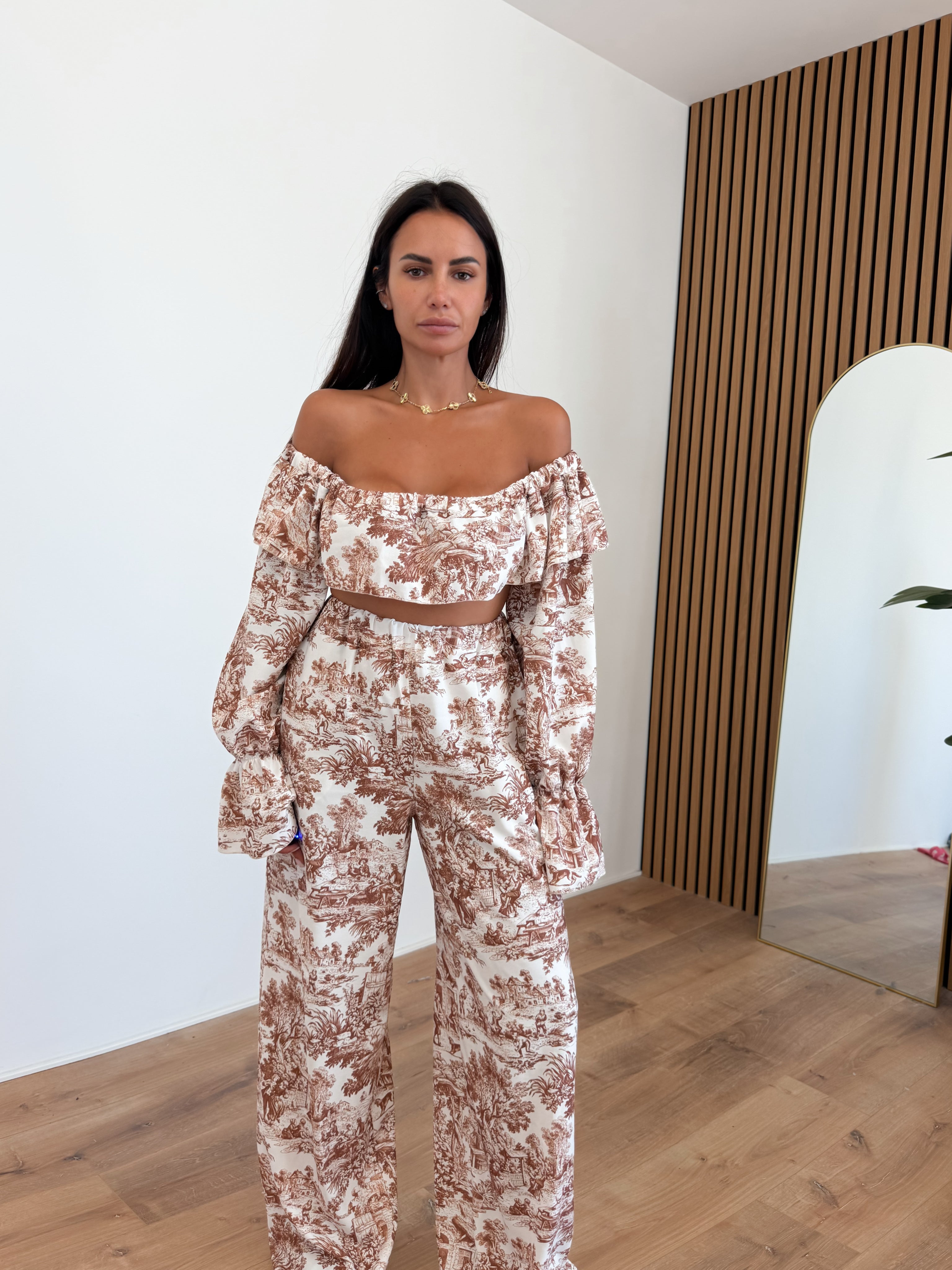 Coordinato Chantal - Bianco Marrone