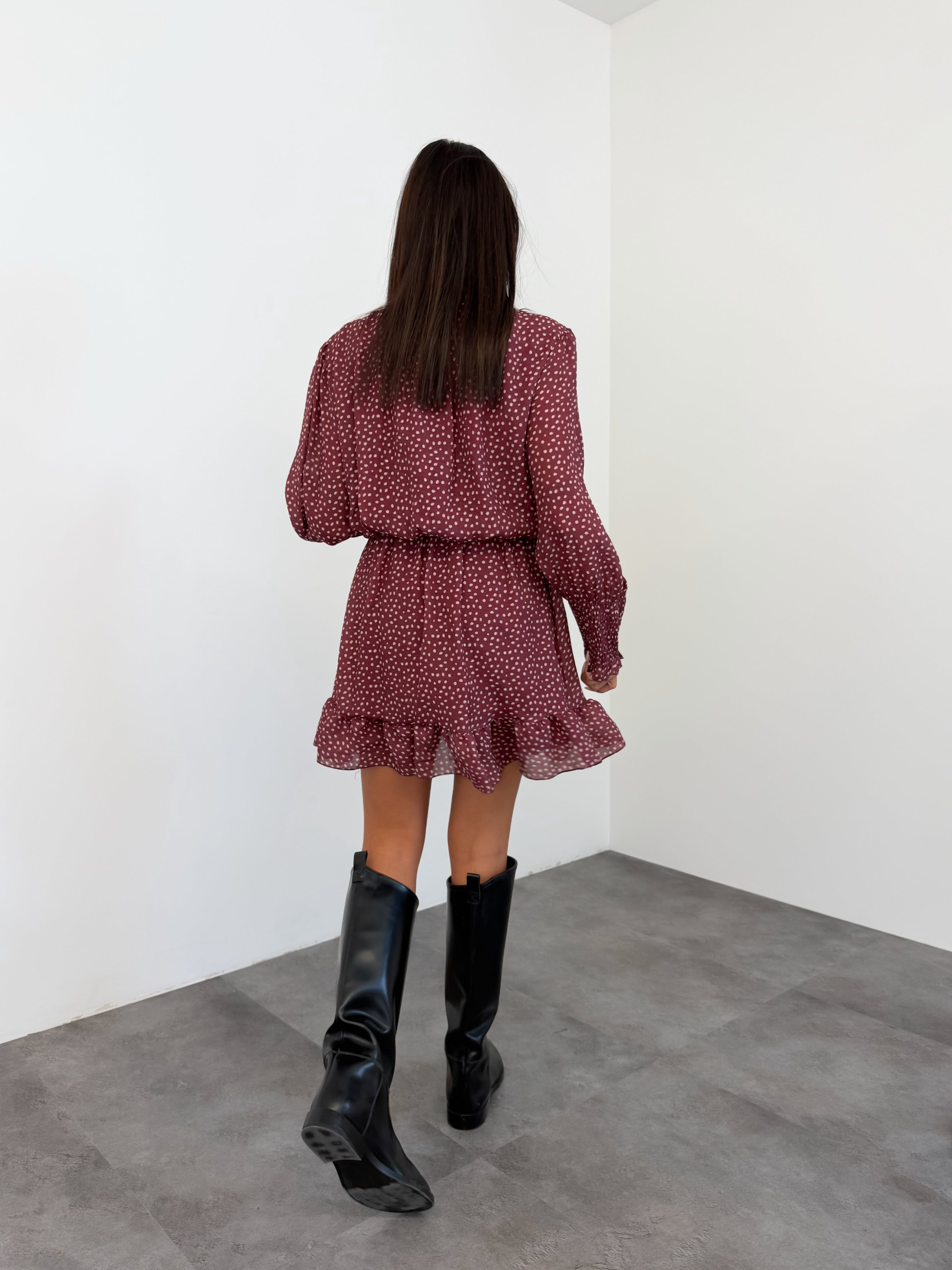 Abito Micro Pois - Bordeaux