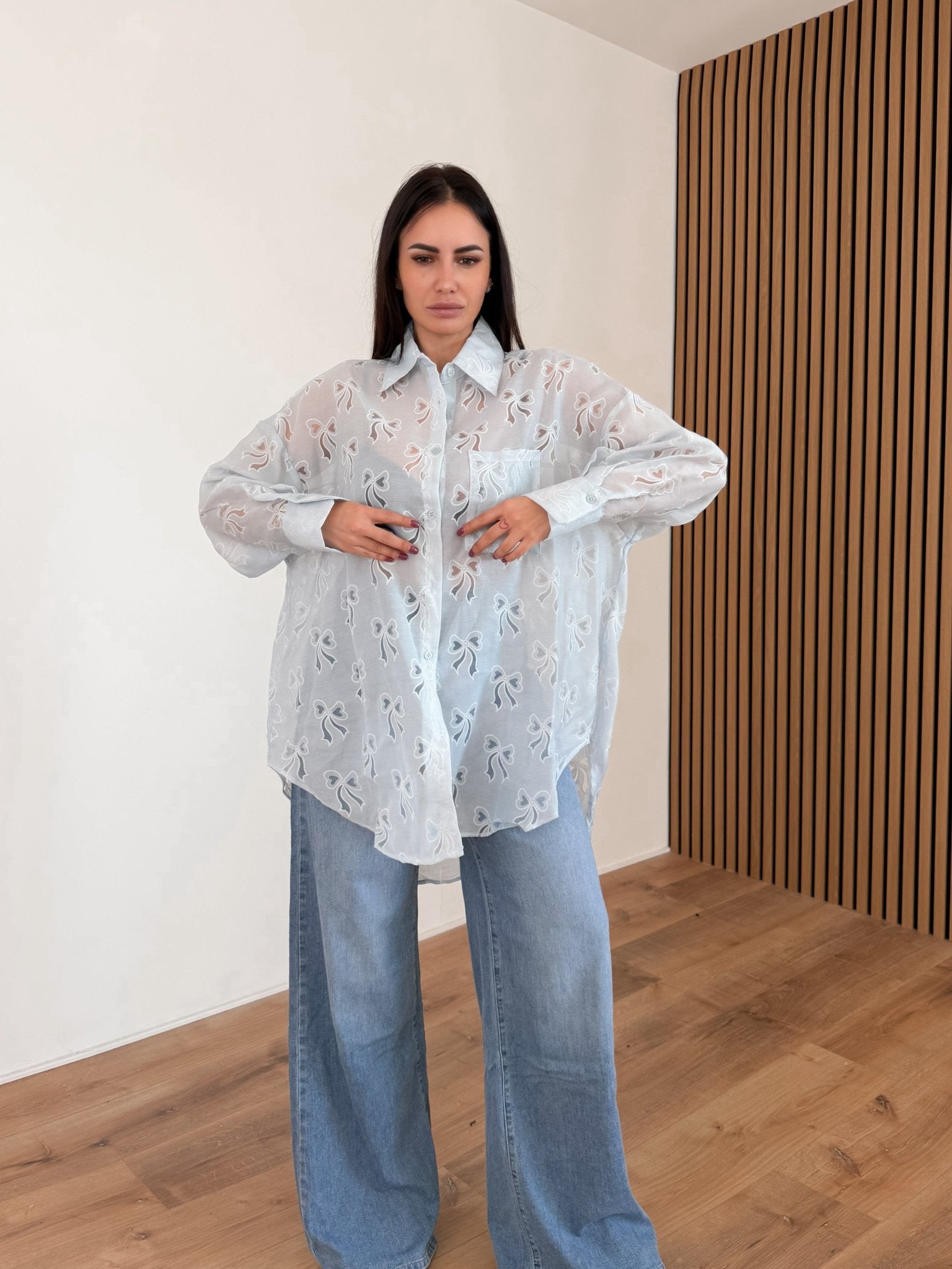 Maxi Camicia Fiocchi - Celeste - SAINTH