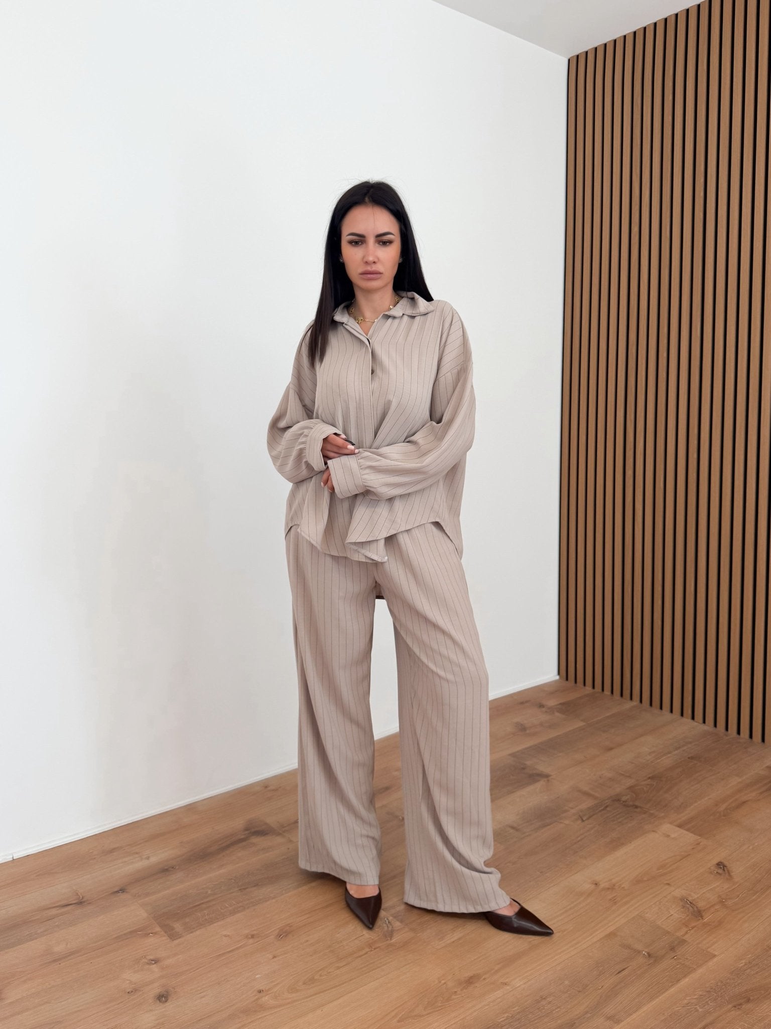 Coordinato Gessato Comfy - Beige - SAINTH