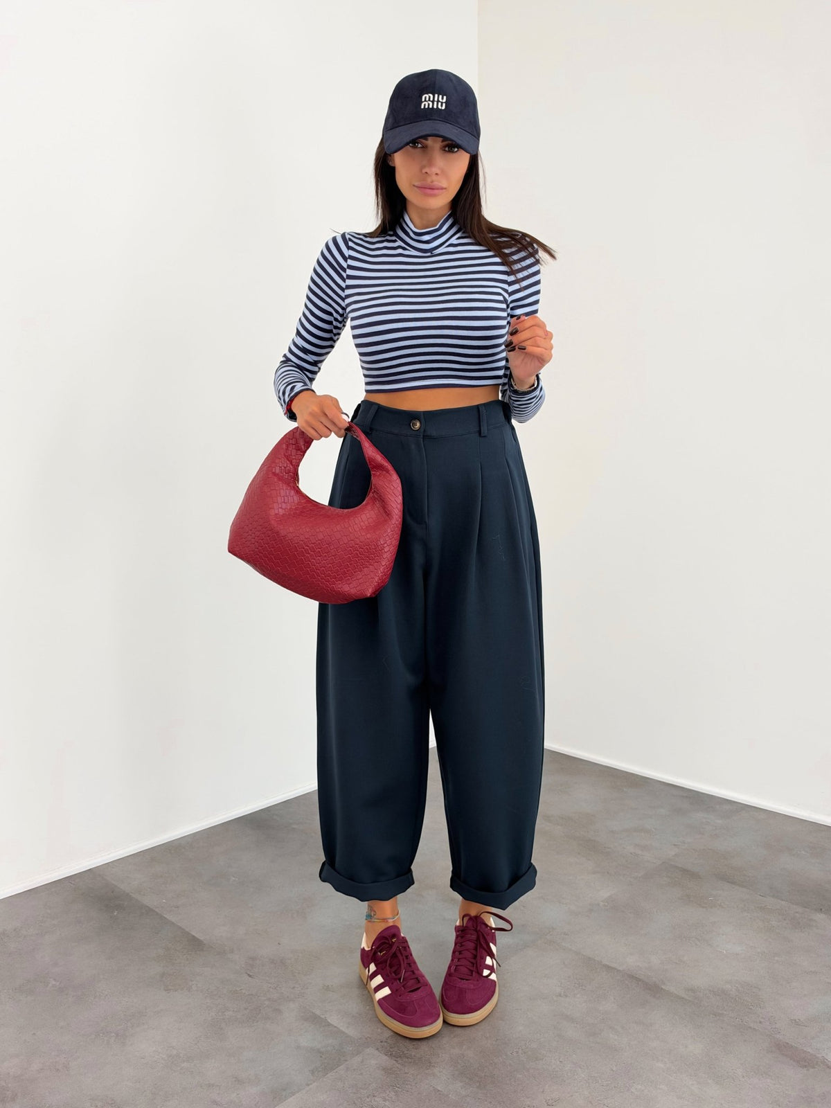 Maglia Crop Linee - Blu Celeste - SAINTH
