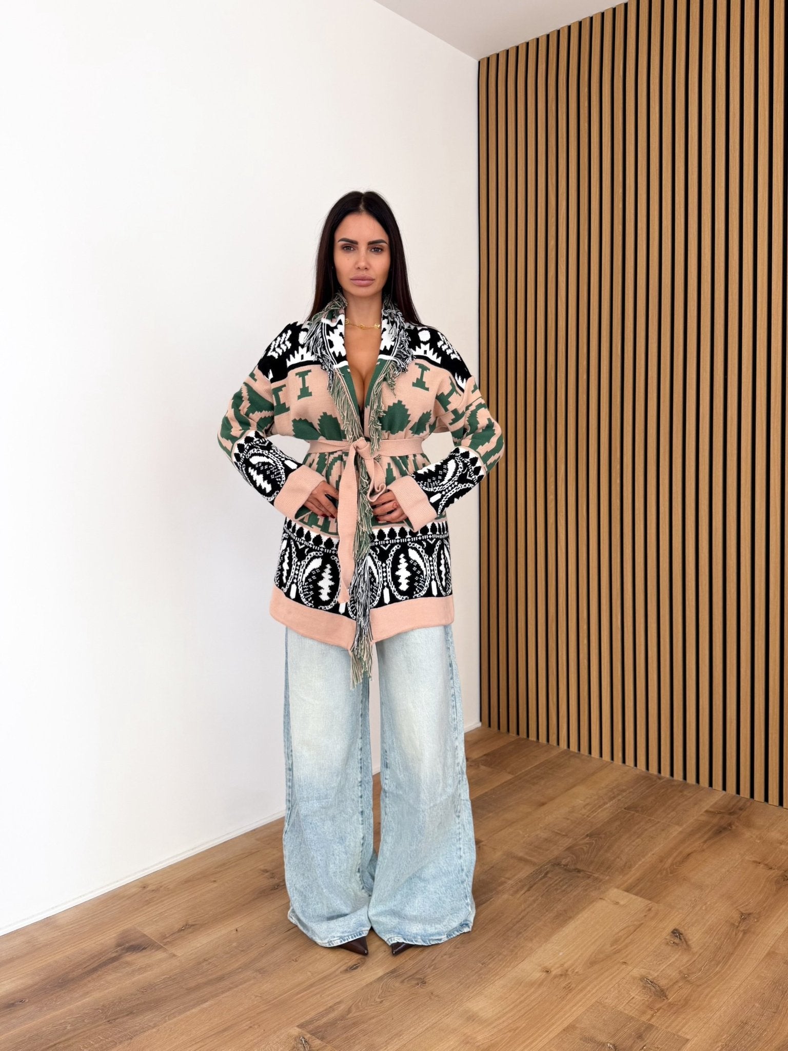 Cardigan Hindu - Cipria e Verde - SAINTH