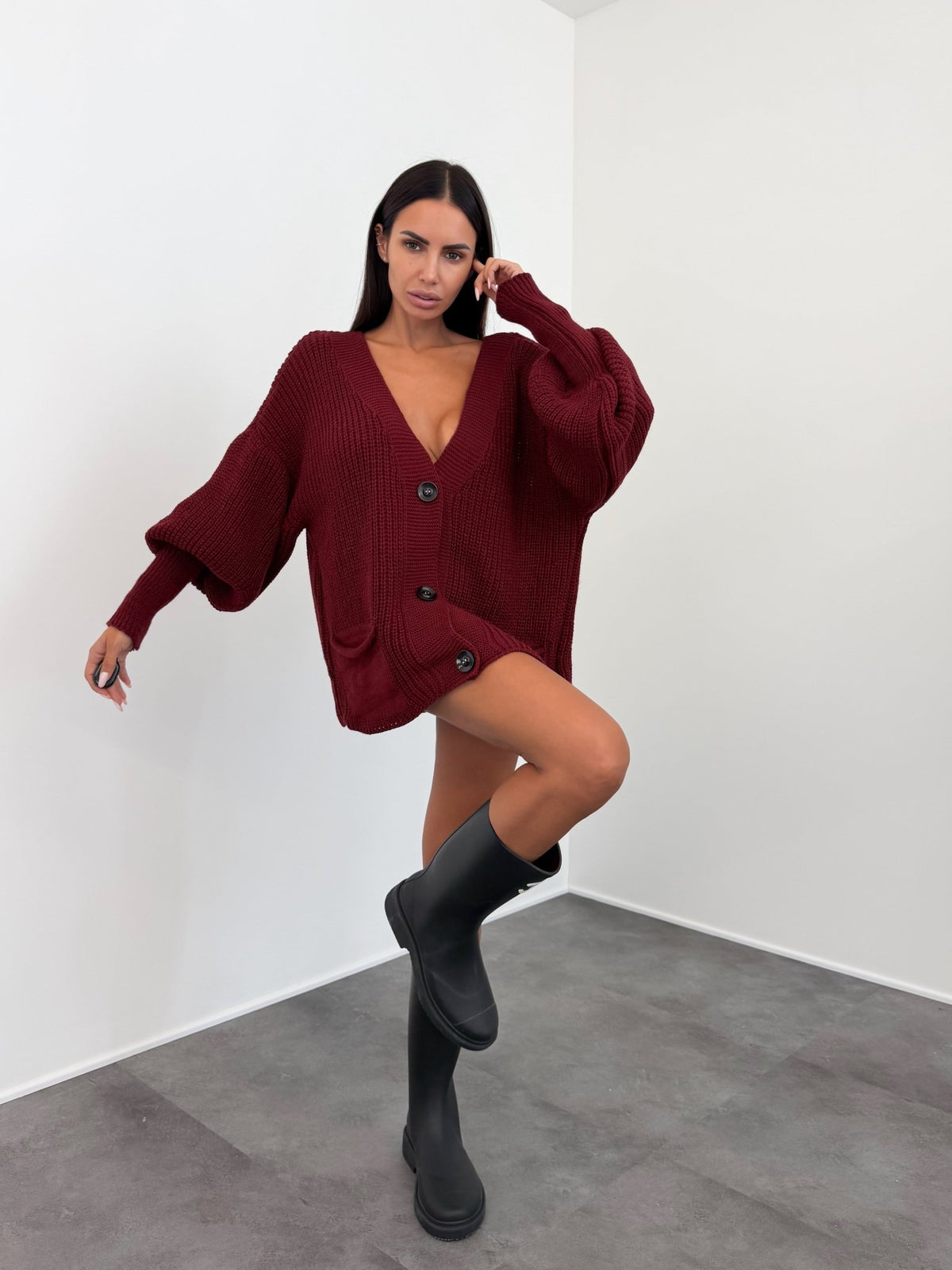Maxi Cardigan - Bordeaux - SAINTH