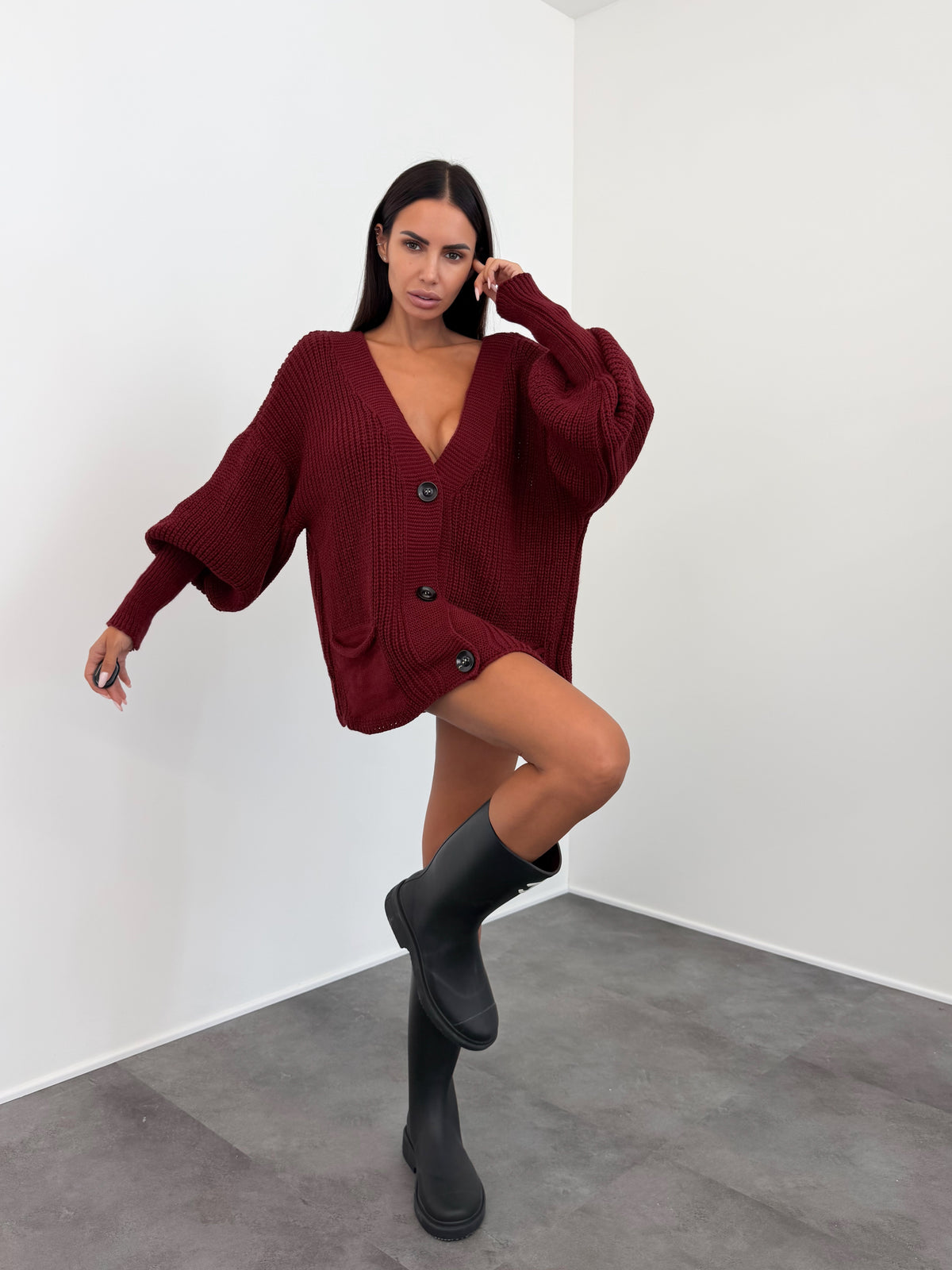 Maxi Cardigan - Bordeaux