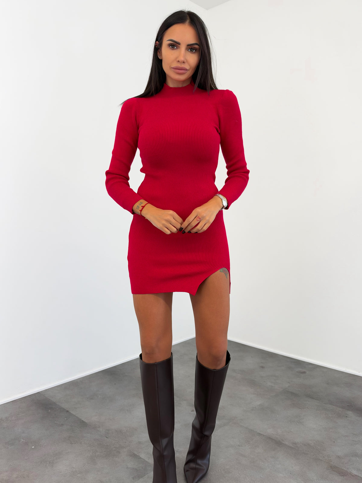 Abito Pull Spacchetto - Rosso