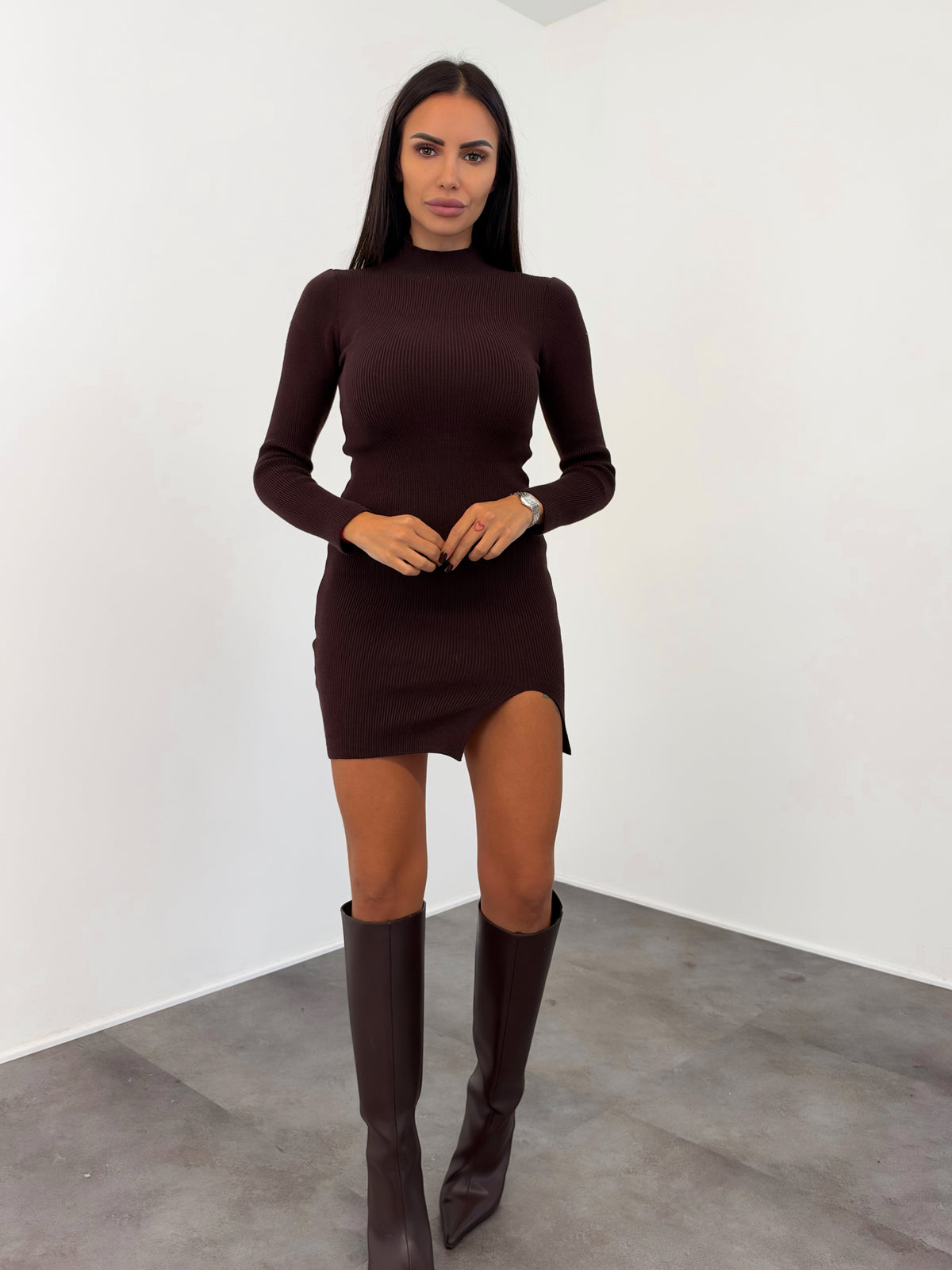 Abito Pull Spacchetto - Marrone - SAINTH
