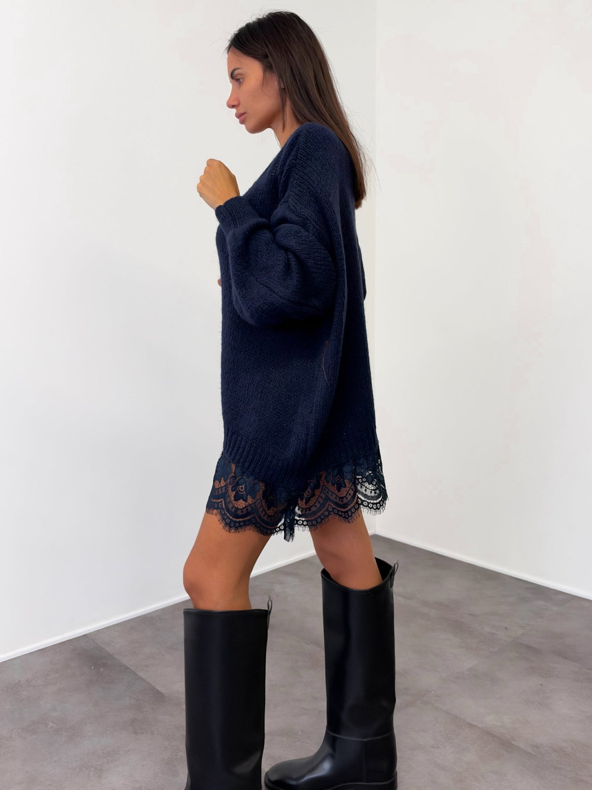 Abito Pull Ricamo - Blu - SAINTH