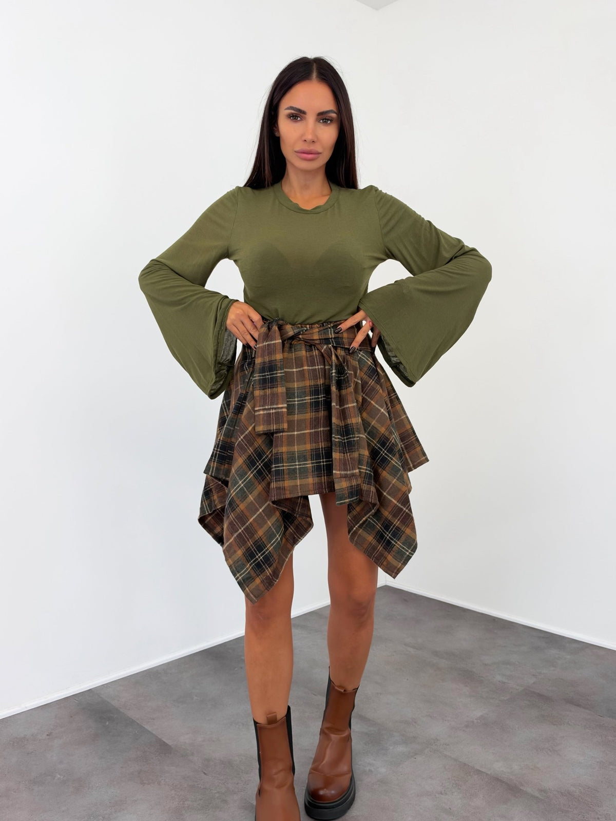 Pantagonna Check - Army Green Camel - SAINTH