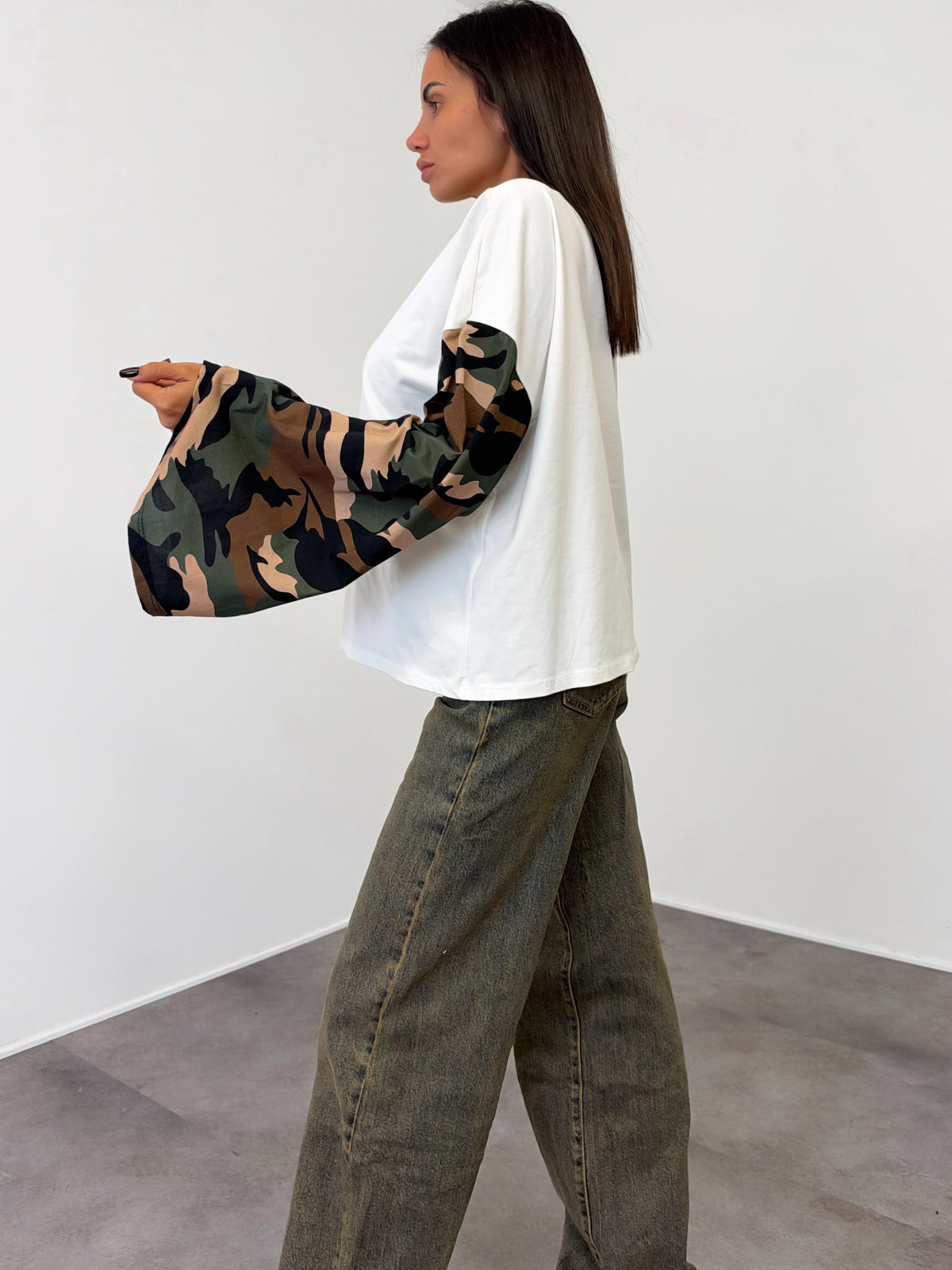 Maglia Contrasto - Bianca Camouflage