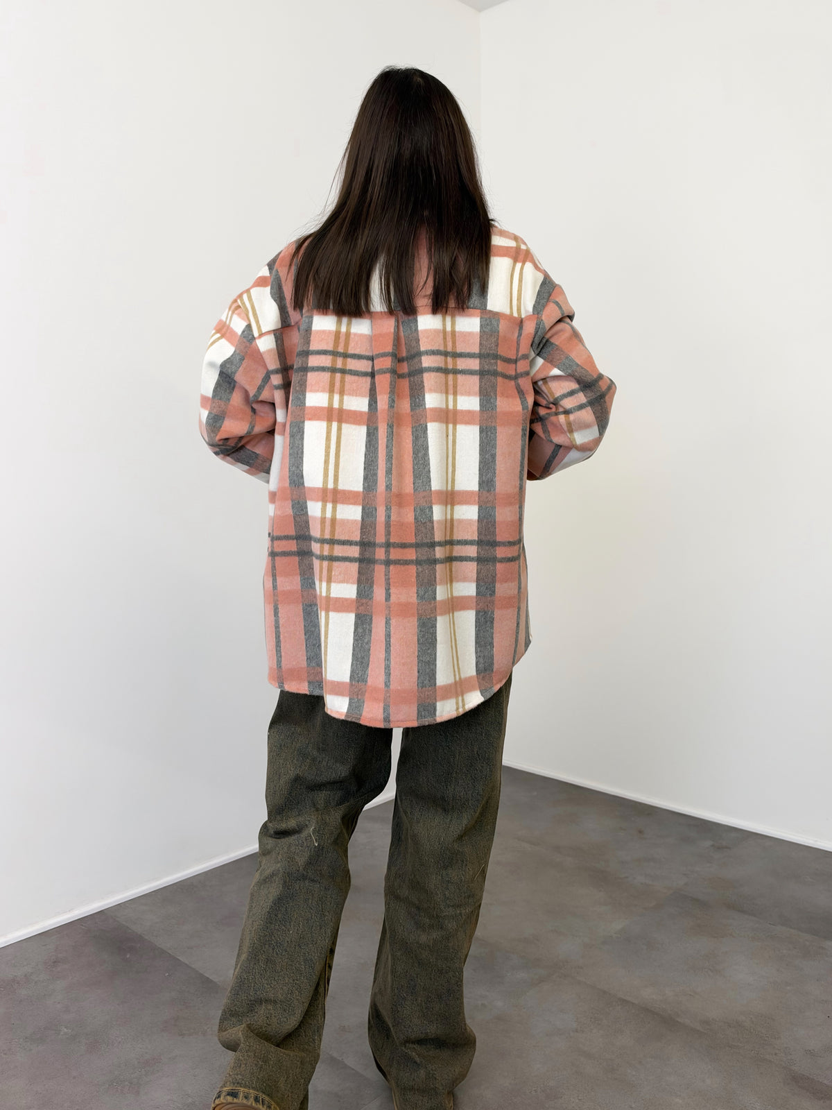 Maxi Camicia Quadri - Cipria Burro